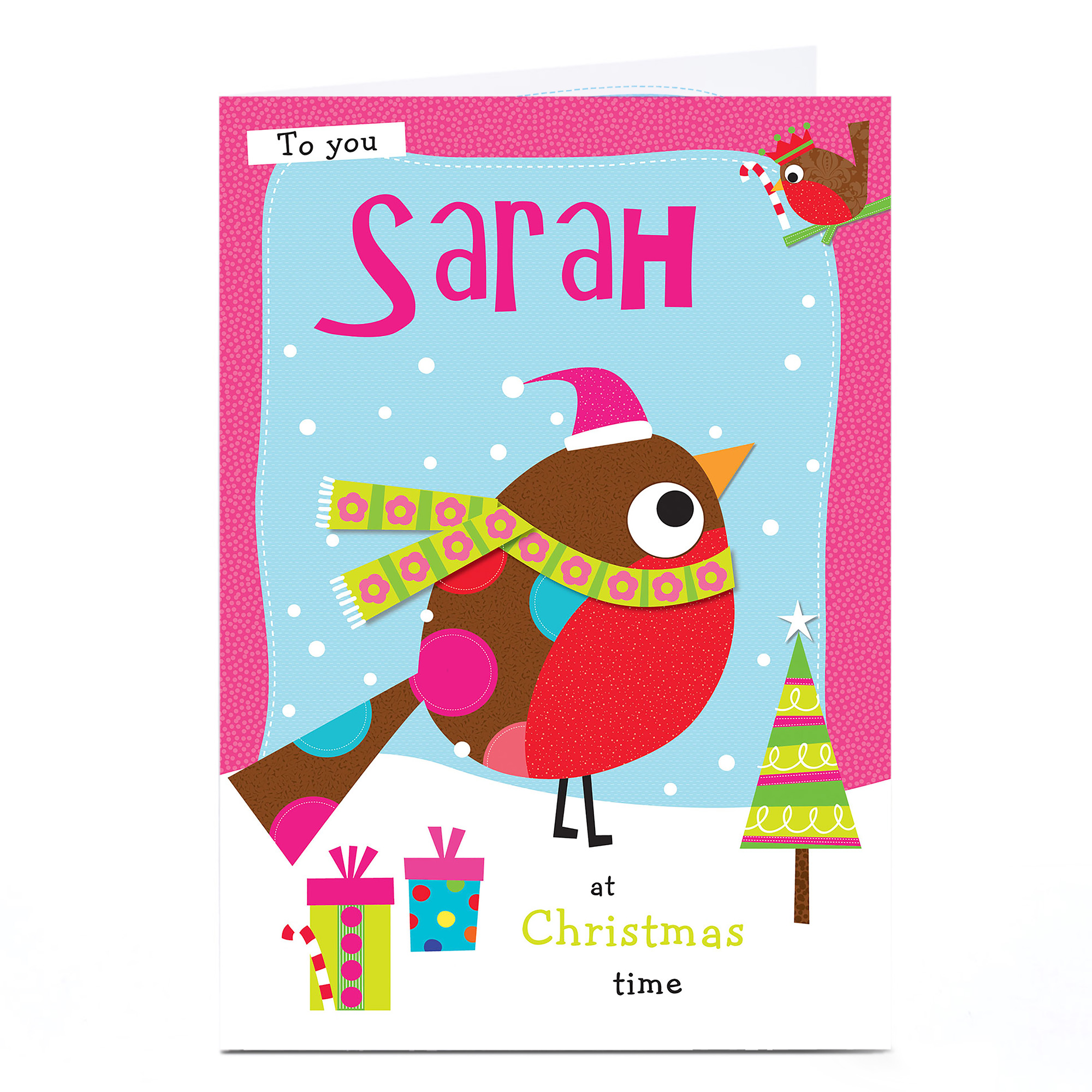 Personalised Christmas Card - Cartoon Robin