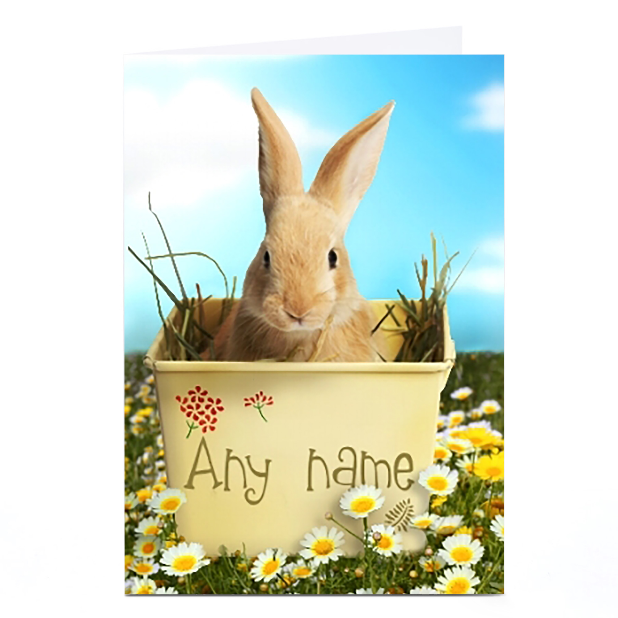 Personalised Easter Card - Rabbit In Flower Pot