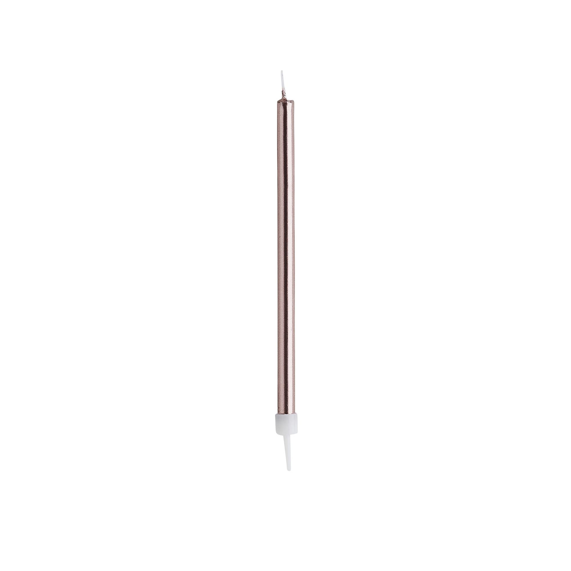Rose Gold Skinny Cake Candles - Pack of 12