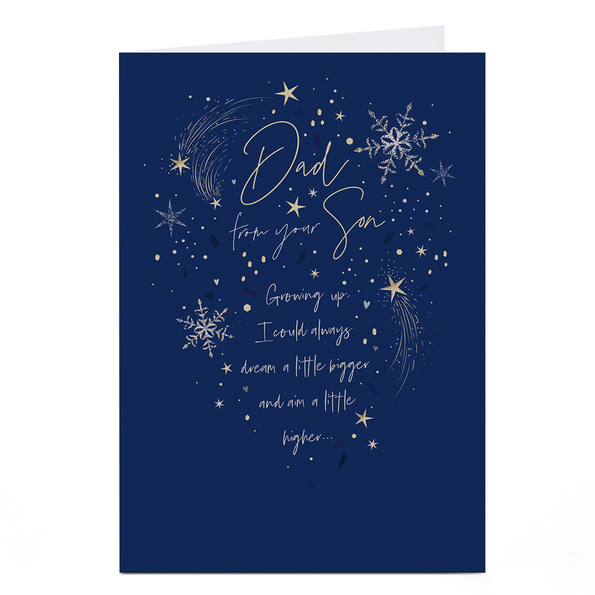 Christmas Card - Dad from Son Message in Stars and Snowflakes