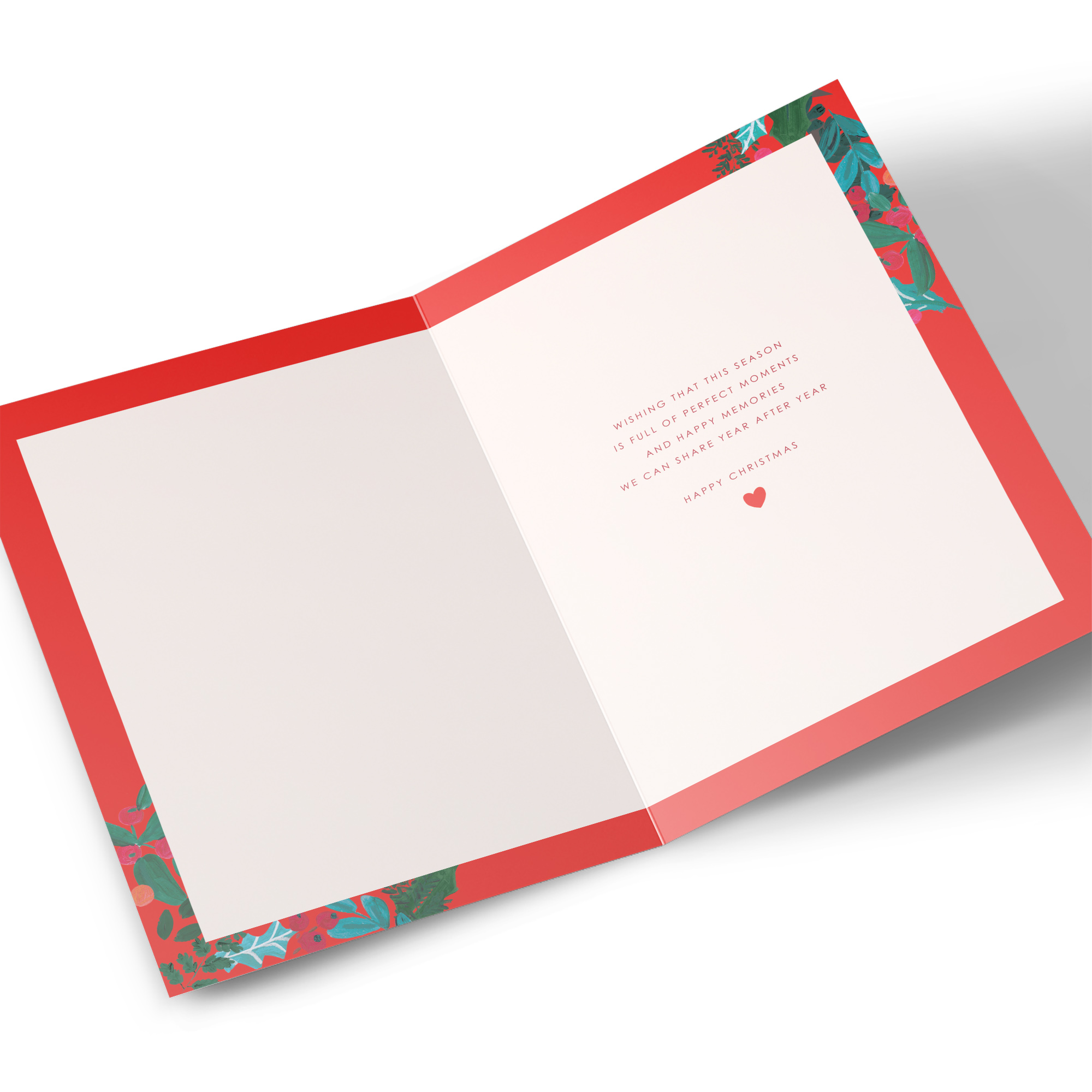 Christmas Card - Bright Heart and Flowers, Special Partner
