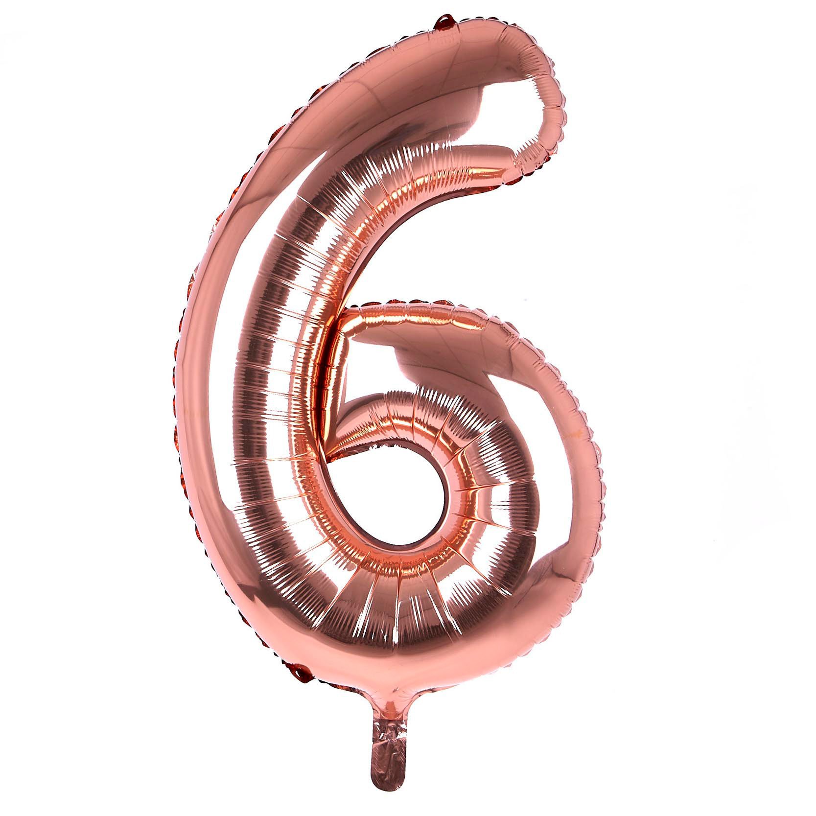 Rose Gold Number 6 Giant Foil Helium Balloon INFLATED 