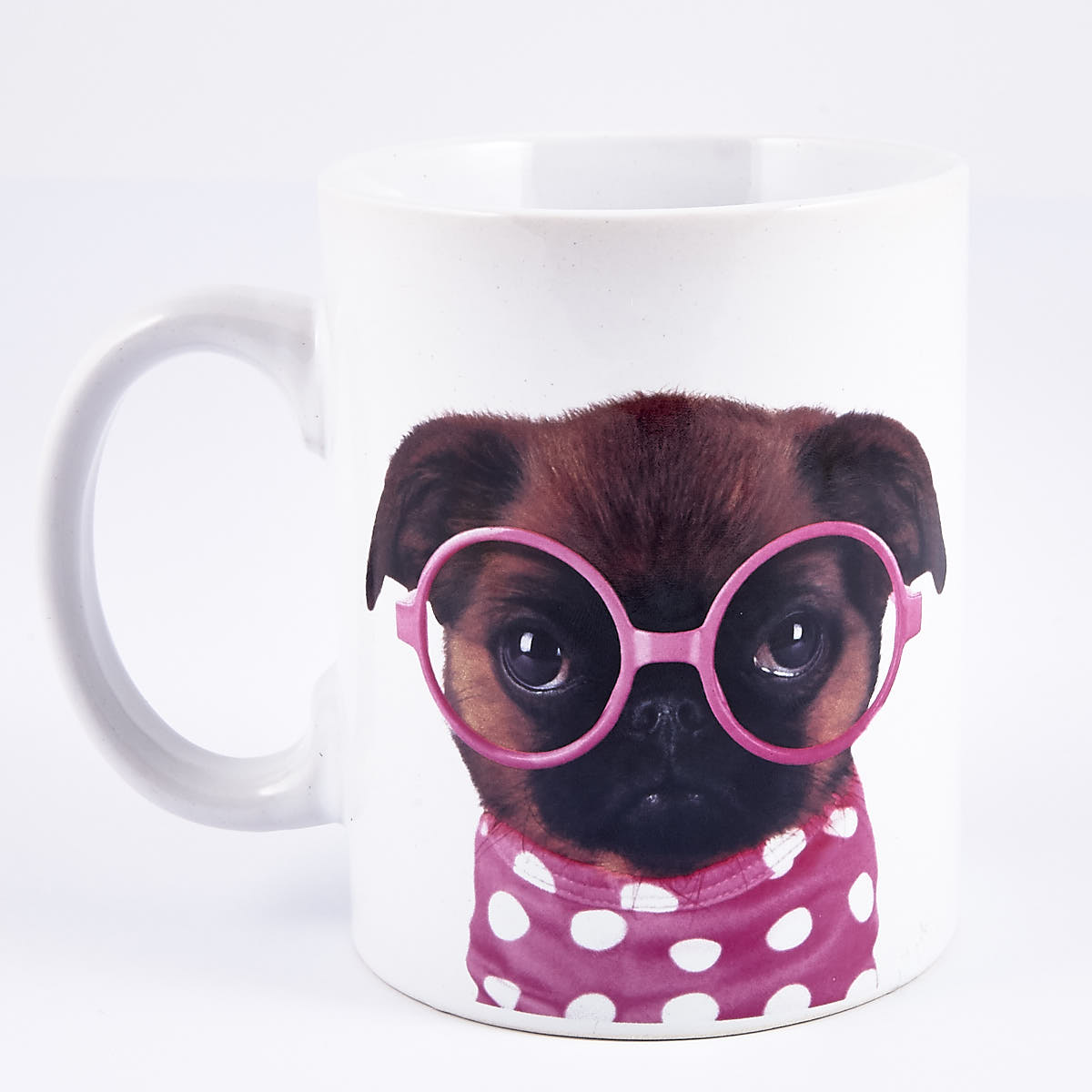 Pug with Pink Glasses Large Mug