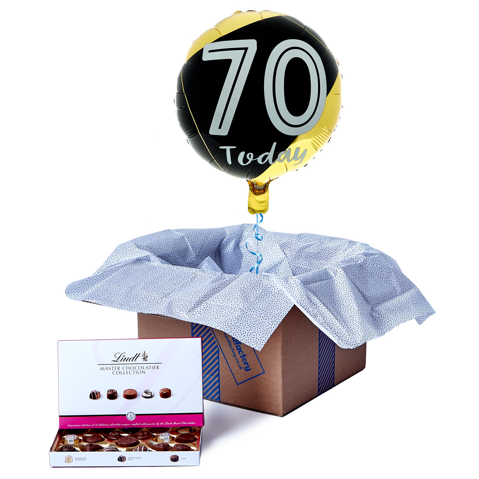 70 Today Birthday Balloon & Lindt Chocolate Box - FREE GIFT CARD!