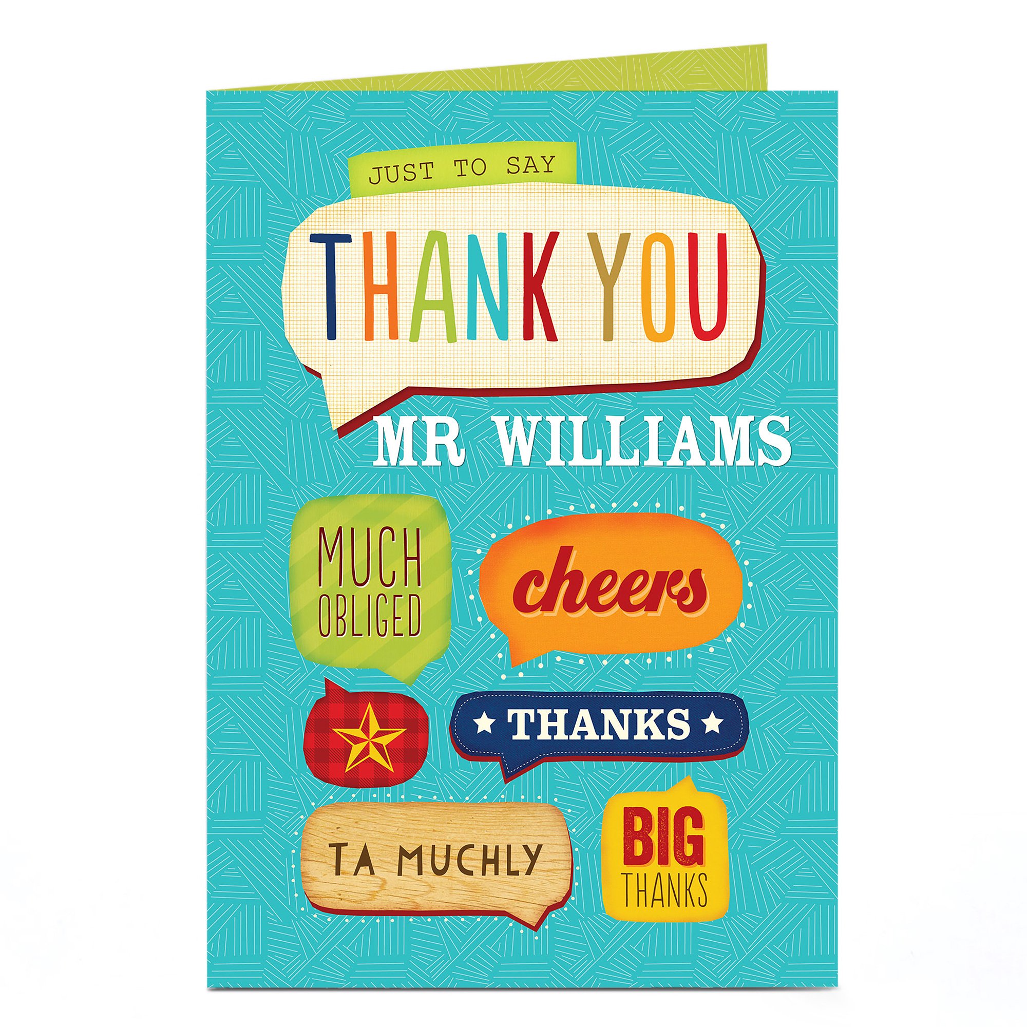 Personalised Thank You Teacher Card - Speech Bubbles