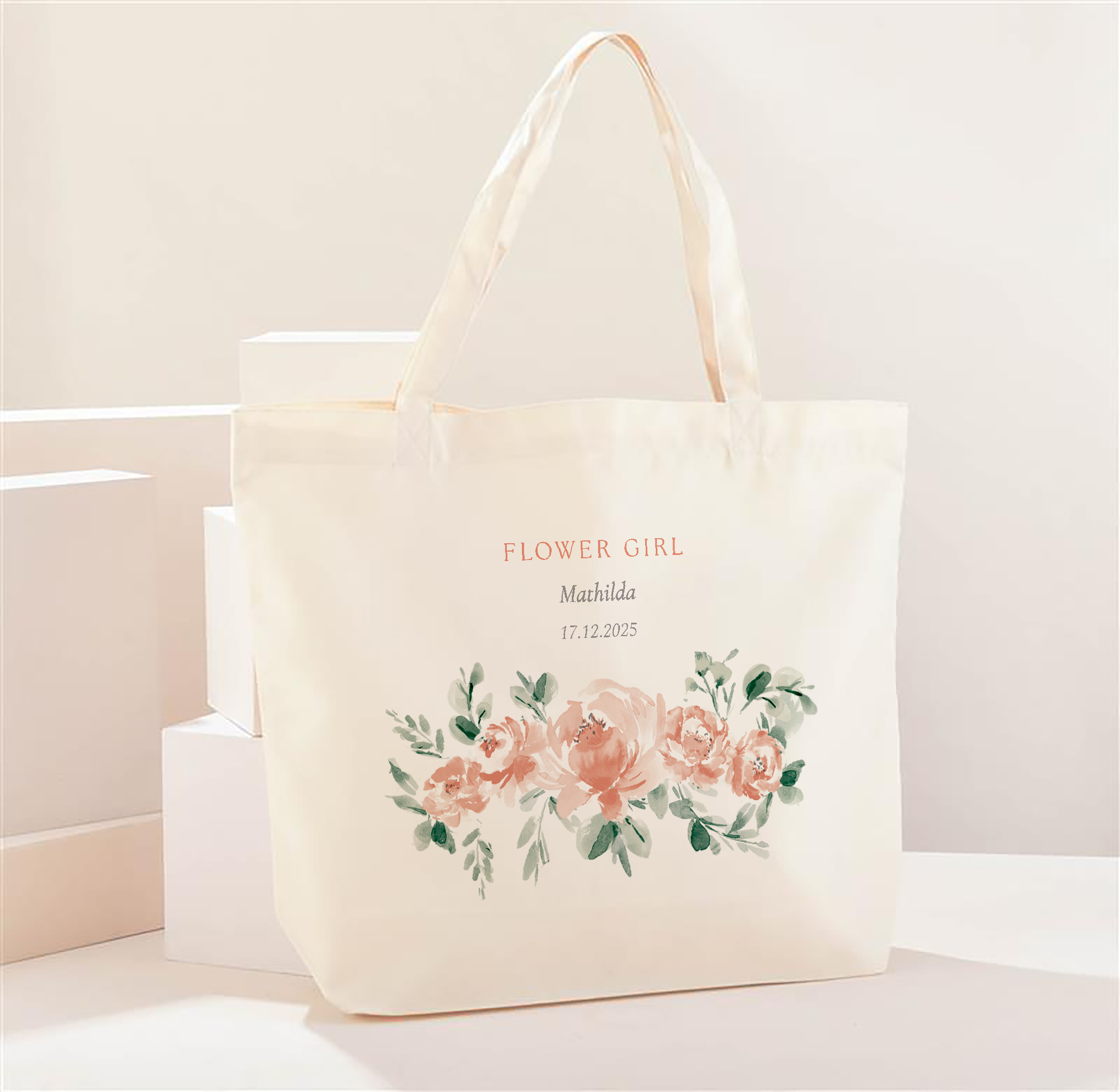 Personalised Flower Girl Floral Design Tote Bag