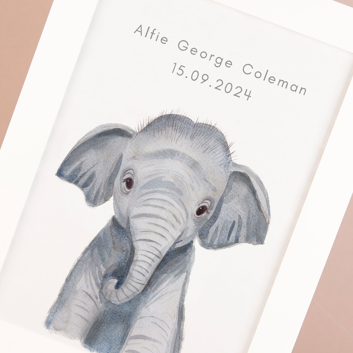 Personalised New Born Elephant Framed Print