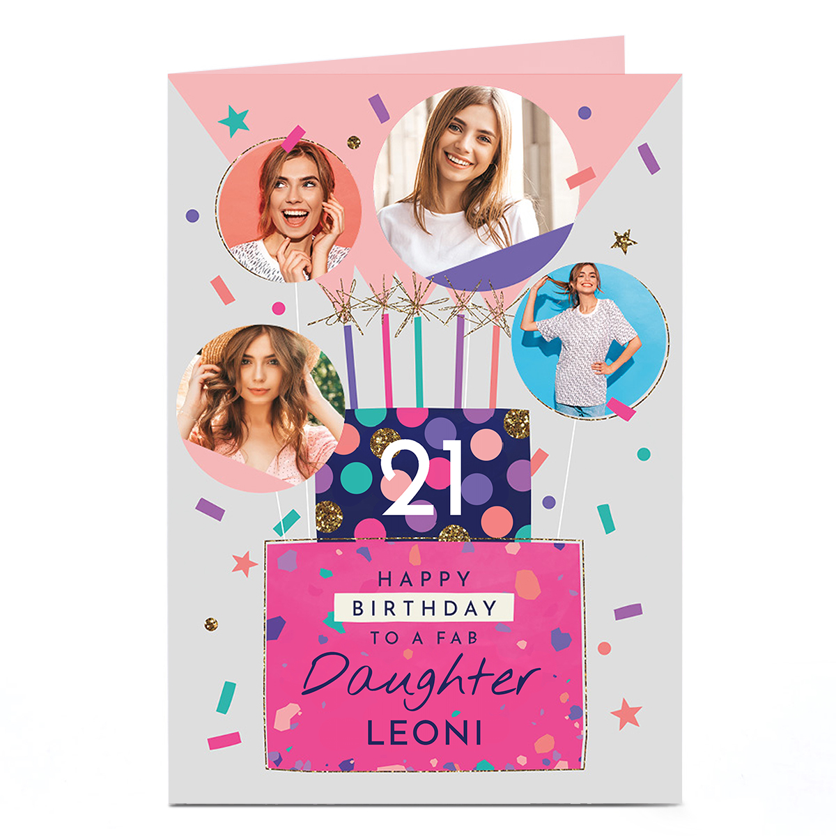 Personalised Studio Birthday Photo Card - Birthday Cake, Editable Age