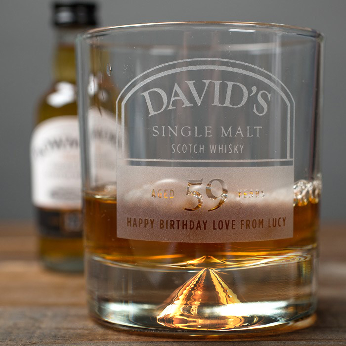 Personalised Birthday Whisky Tumbler and Bowmore Miniature