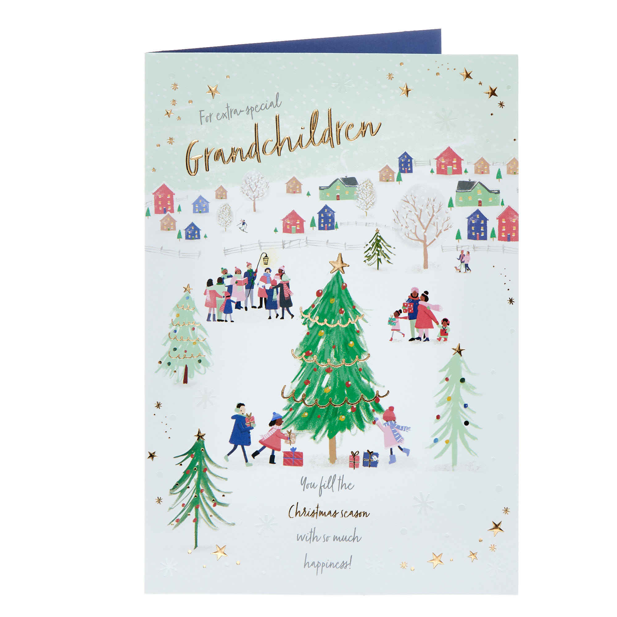 Grandchildren Festive Town Christmas Card