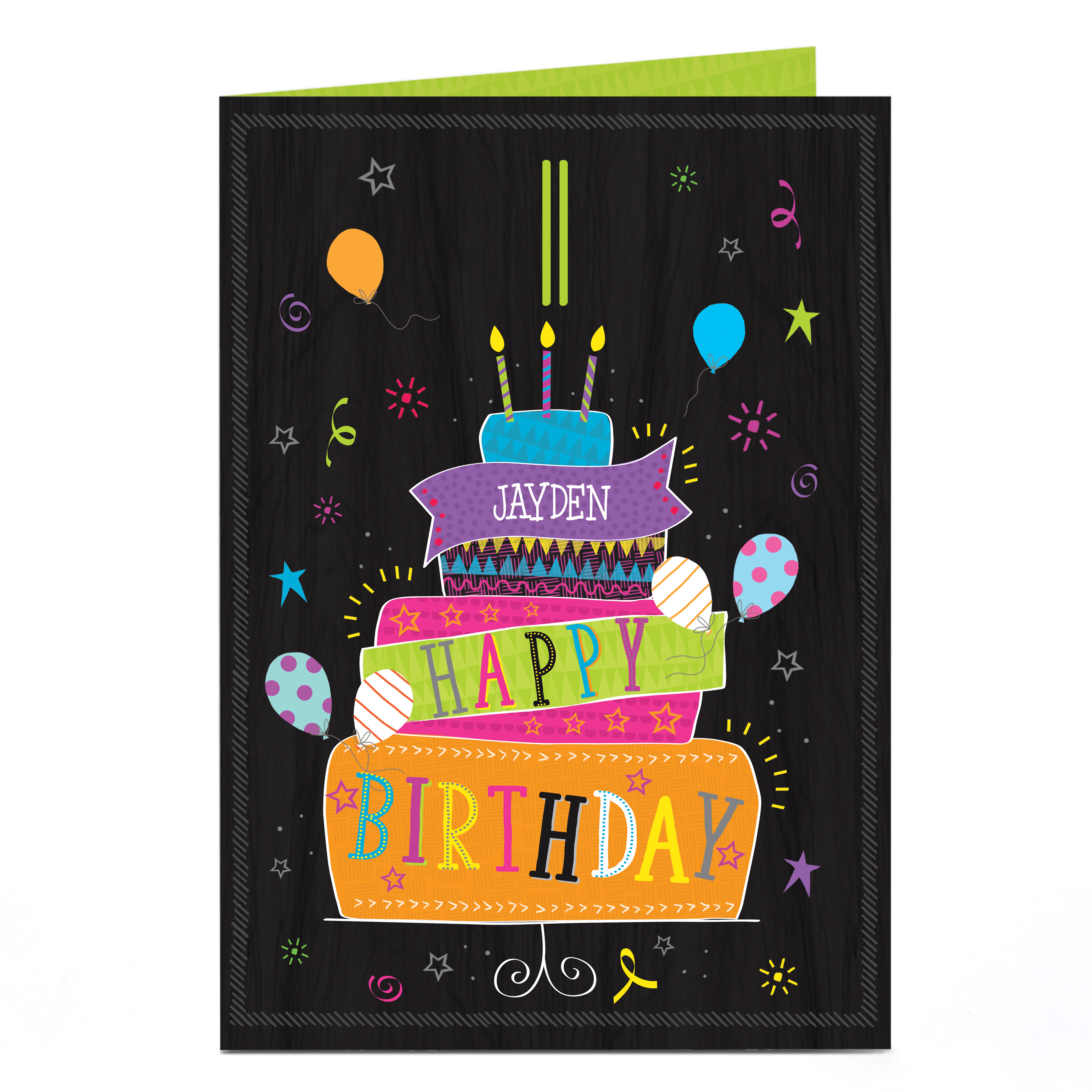 Personalised Editable Age Birthday Card - Colourful Cake & Balloons