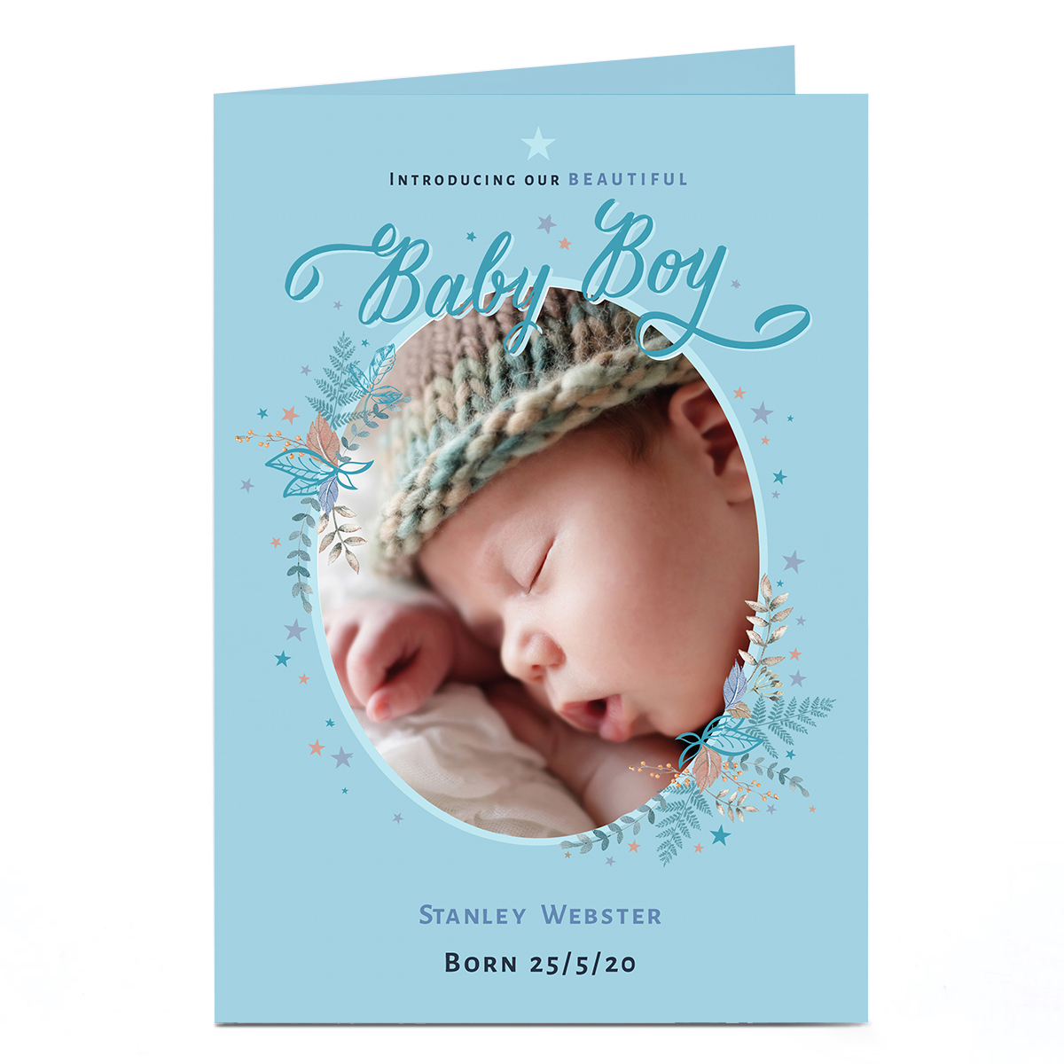 Photo New Baby Announcement Card - Introducing Our Boy