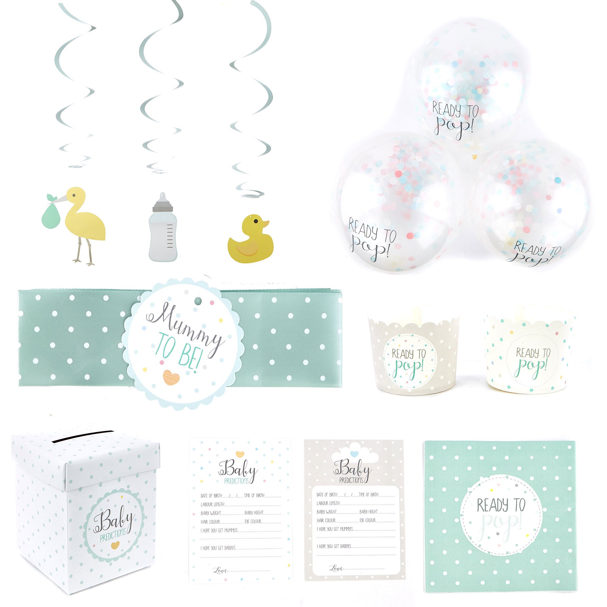 Unisex Baby Shower Tableware & Decoration Bundle - 16 Guests