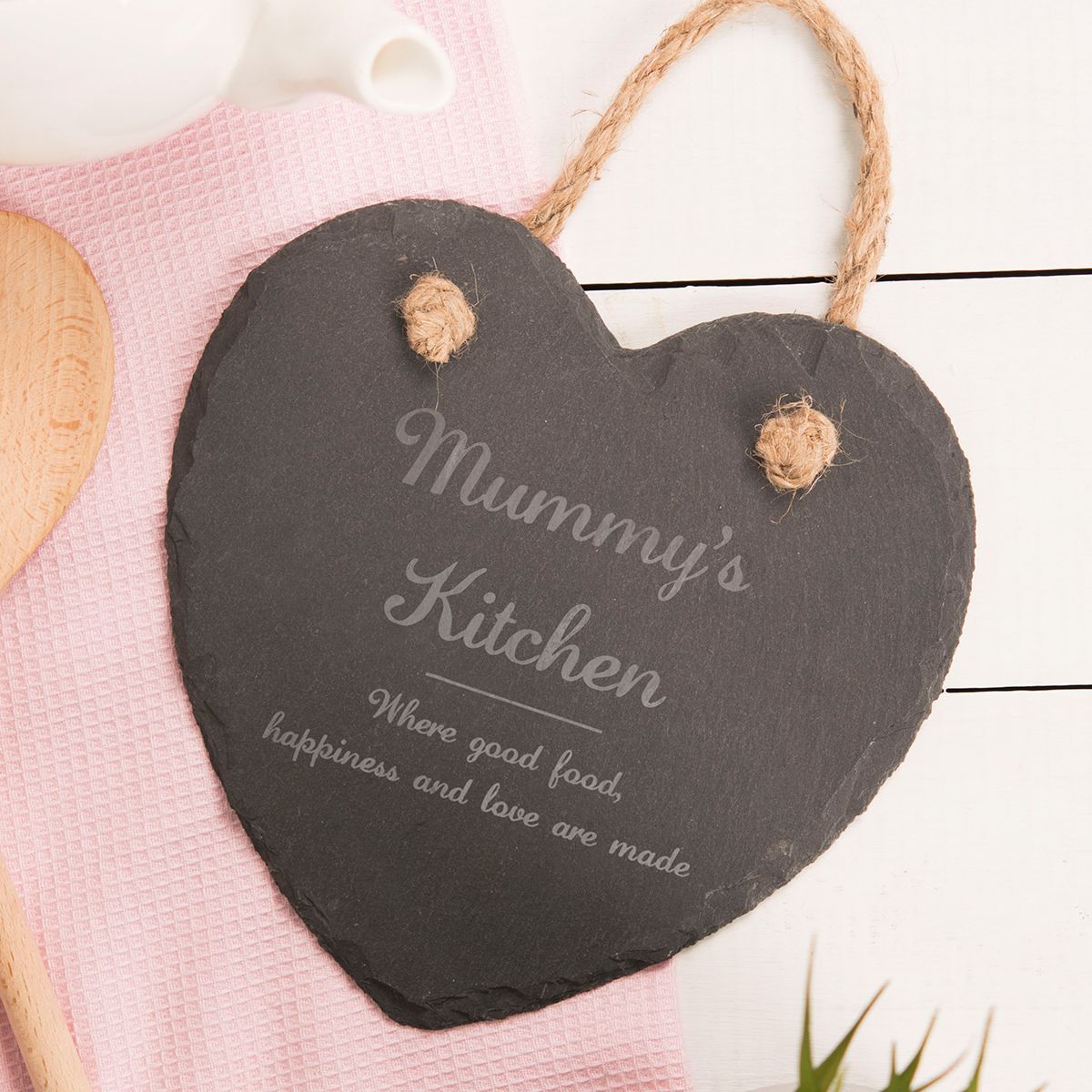 Personalised Engraved Medium Hanging Heart Slate