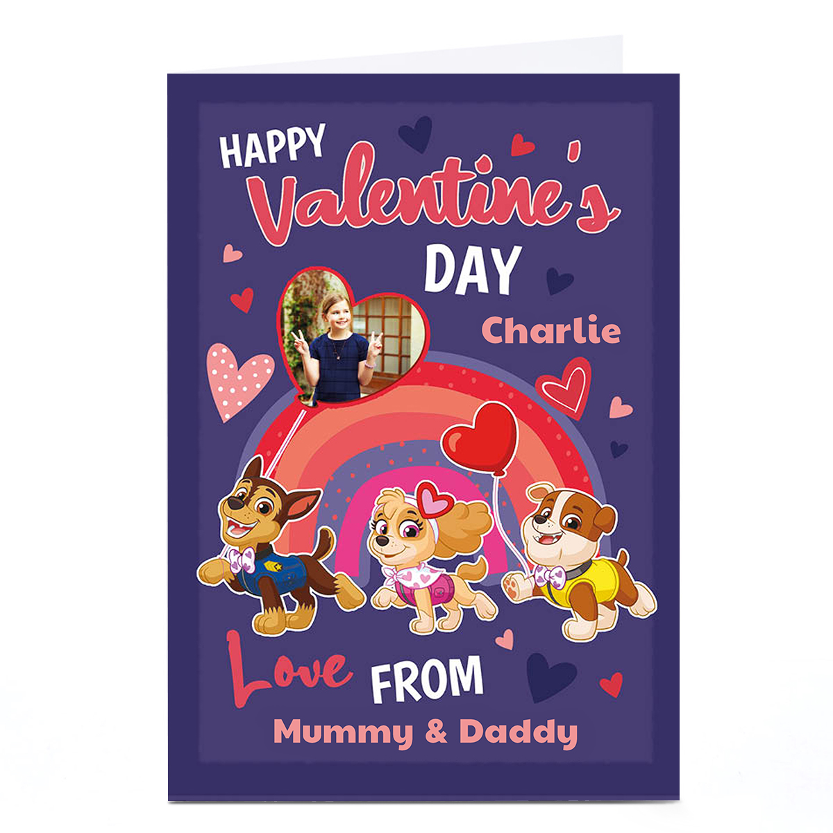 Photo Paw Patrol Valentine's Day Card - Rainbow Any Name