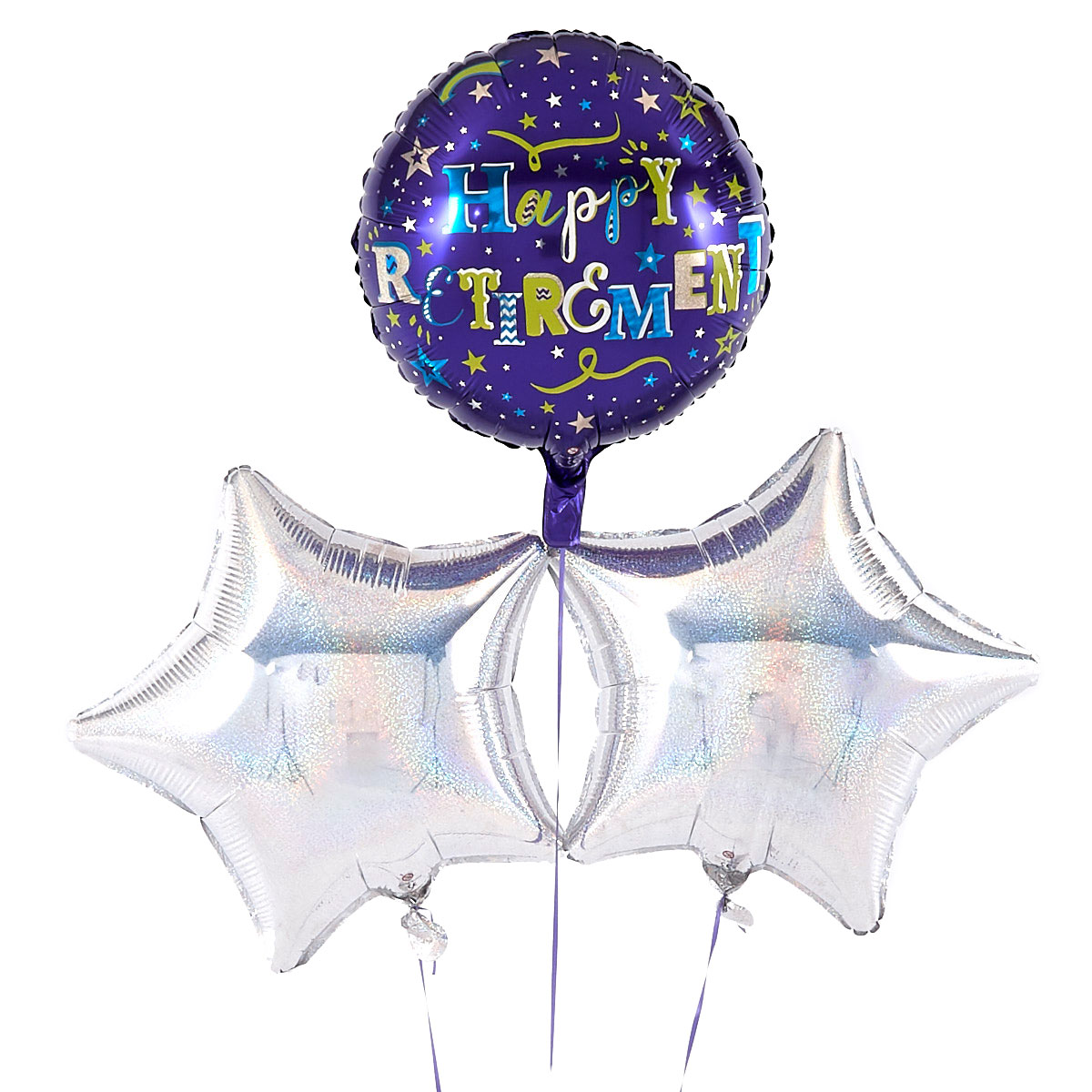 Happy Retirement Silver Balloon Bouquet - DELIVERED INFLATED!
