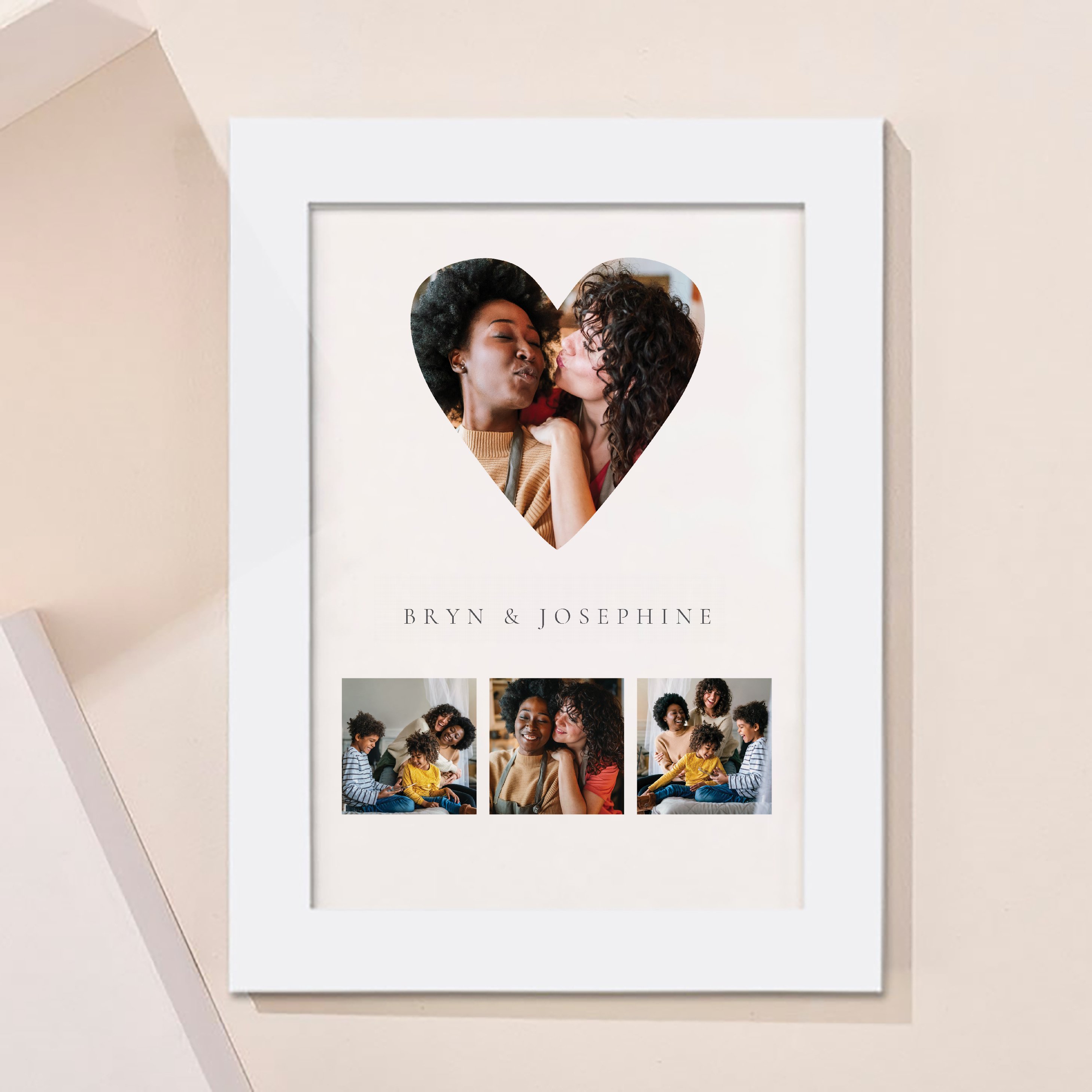 Multi Photo Upload Framed Print - 4 Photos & Names