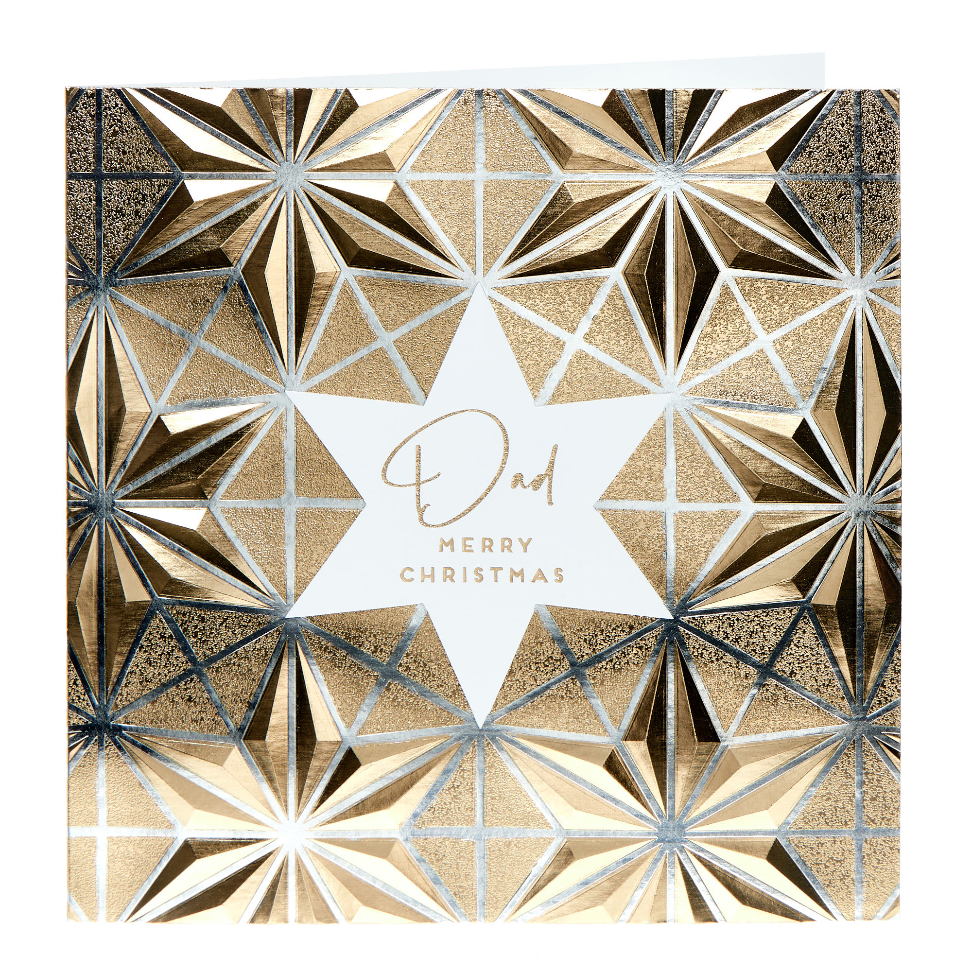 Dad Metallic Star Print Christmas Card
