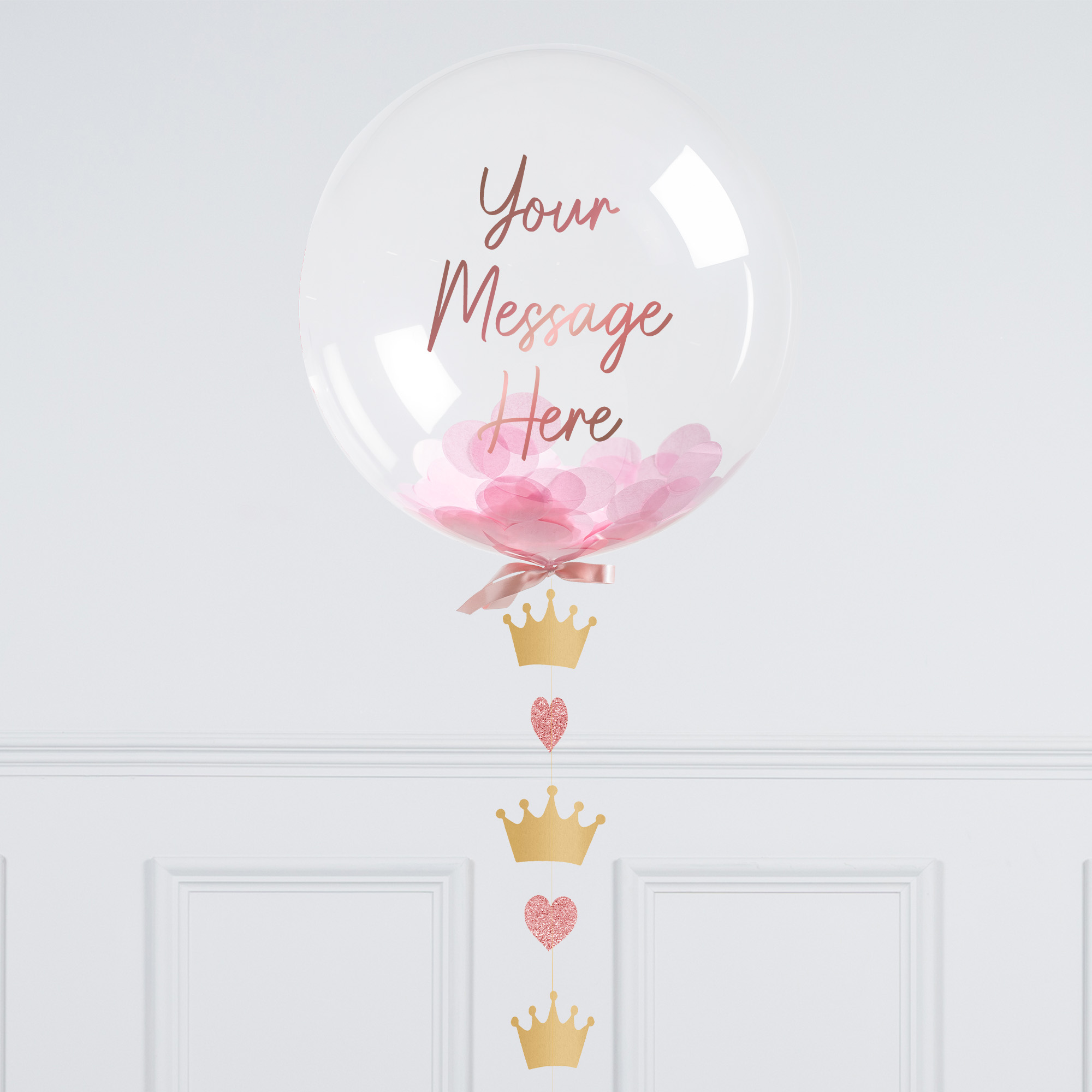 Personalised Princess Confetti Bubble Balloon - Delivered Inflated!
