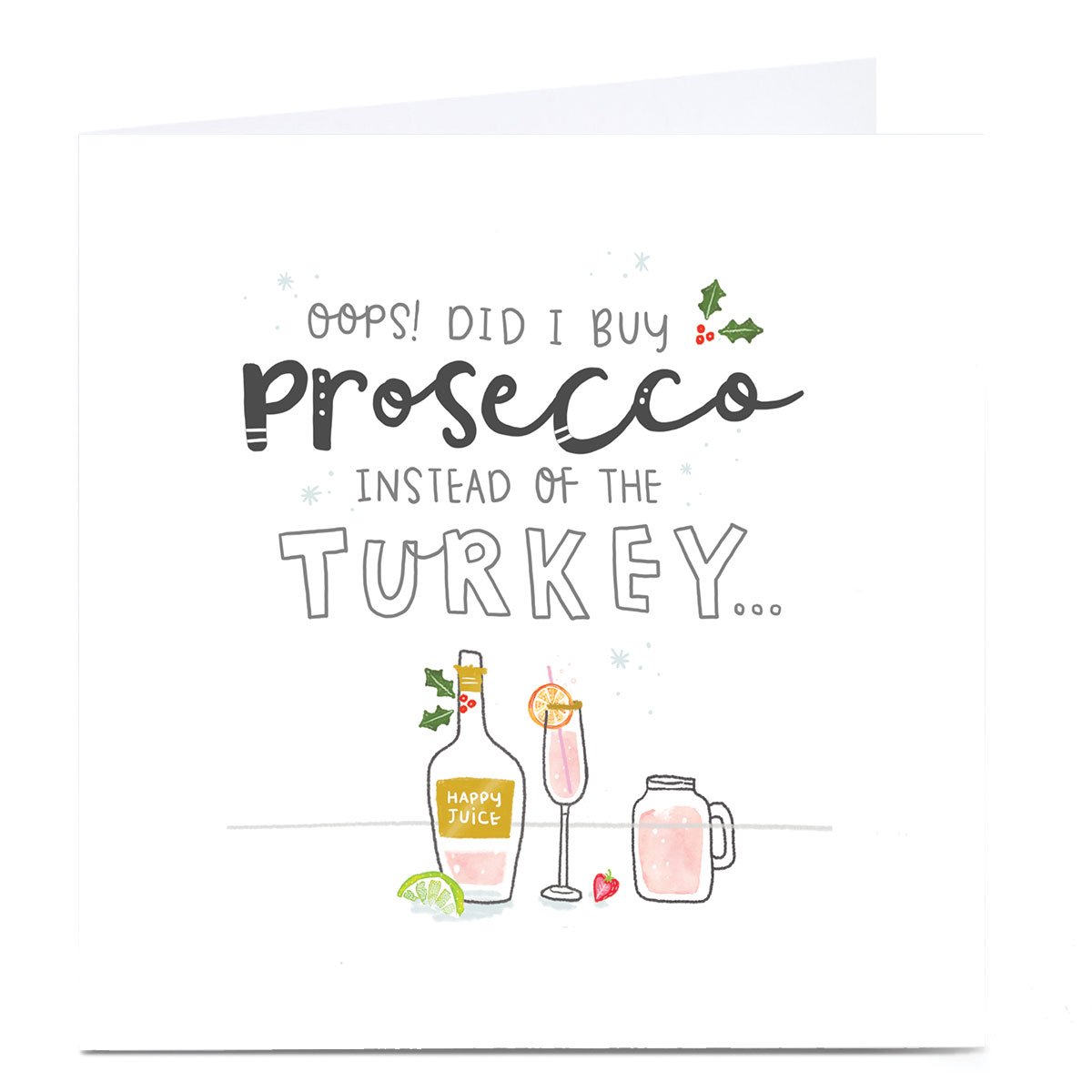 Personalised Blue Kiwi Christmas Card - Prosecco