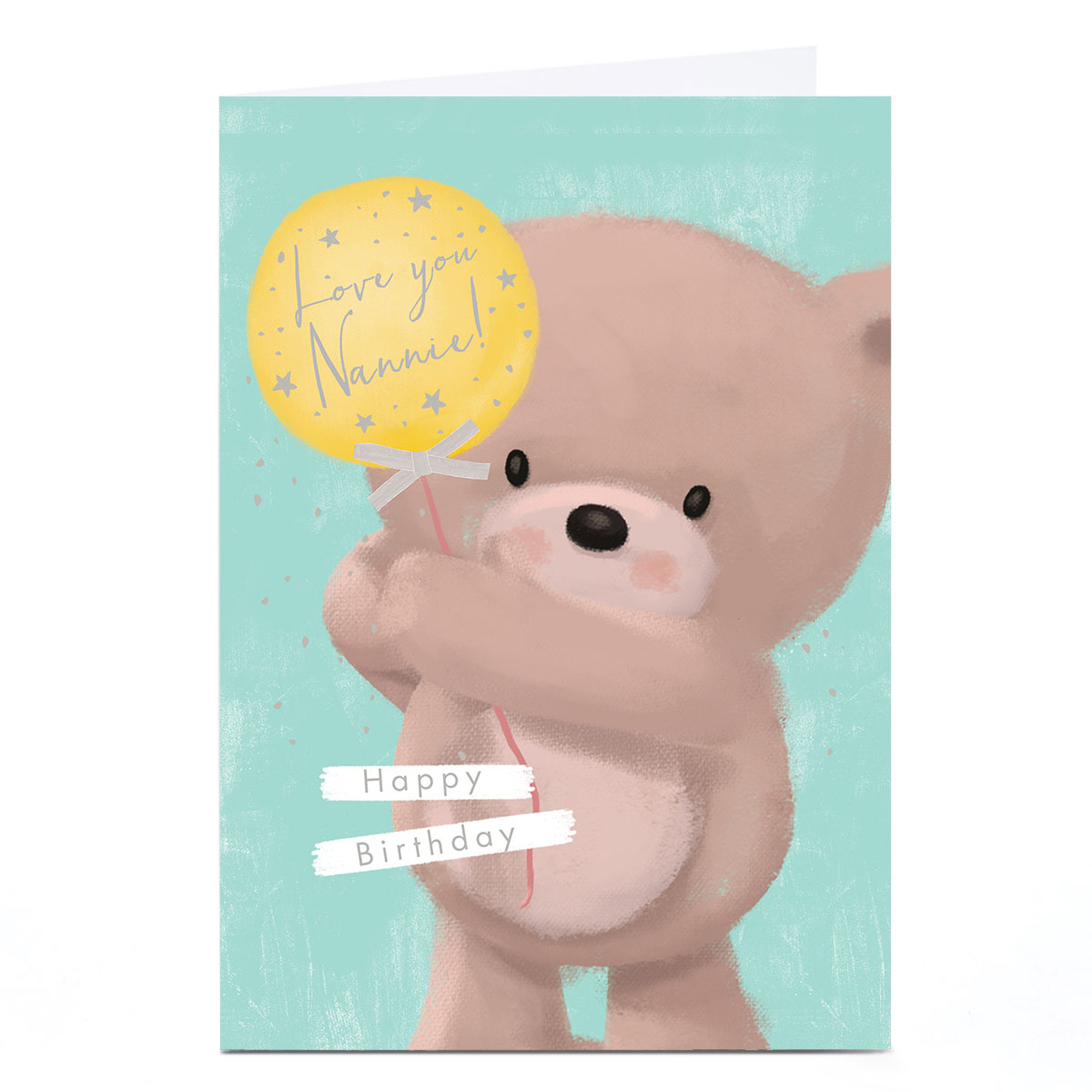 Personalised Birthday Card - Baby Bear Love You Balloon, Nannie