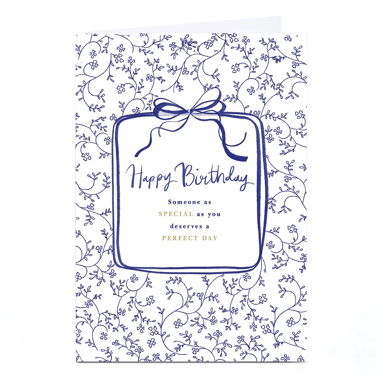 Personalised Birthday Card - Blue Floral Bow