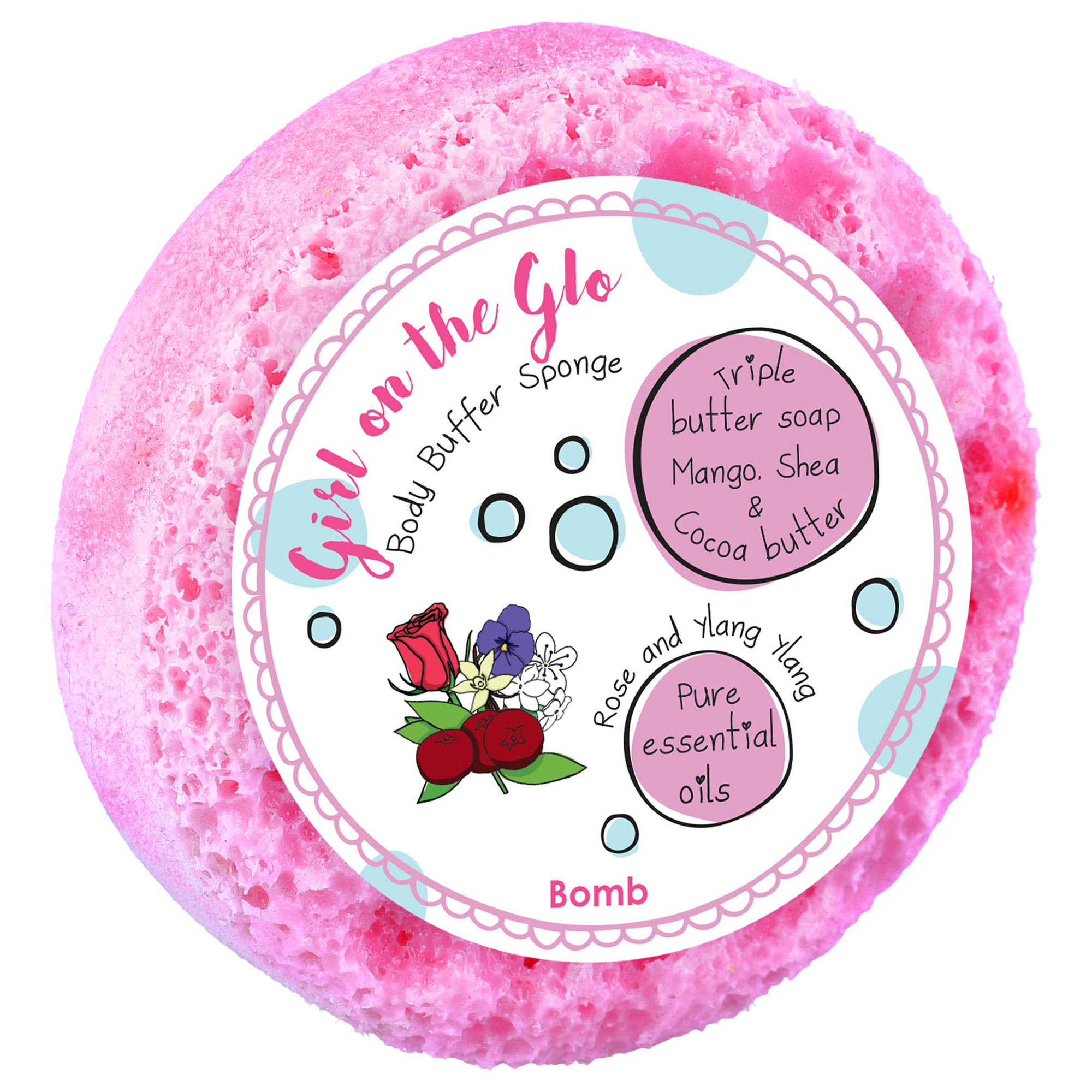 Bomb Cosmetics Girl on the Glo Body Buffer Soap Sponge