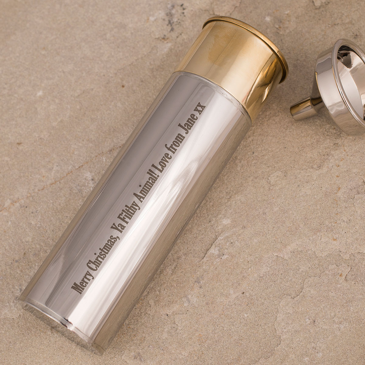 Personalised Engraved Stainless Steel Gun Cartridge Hip Flask