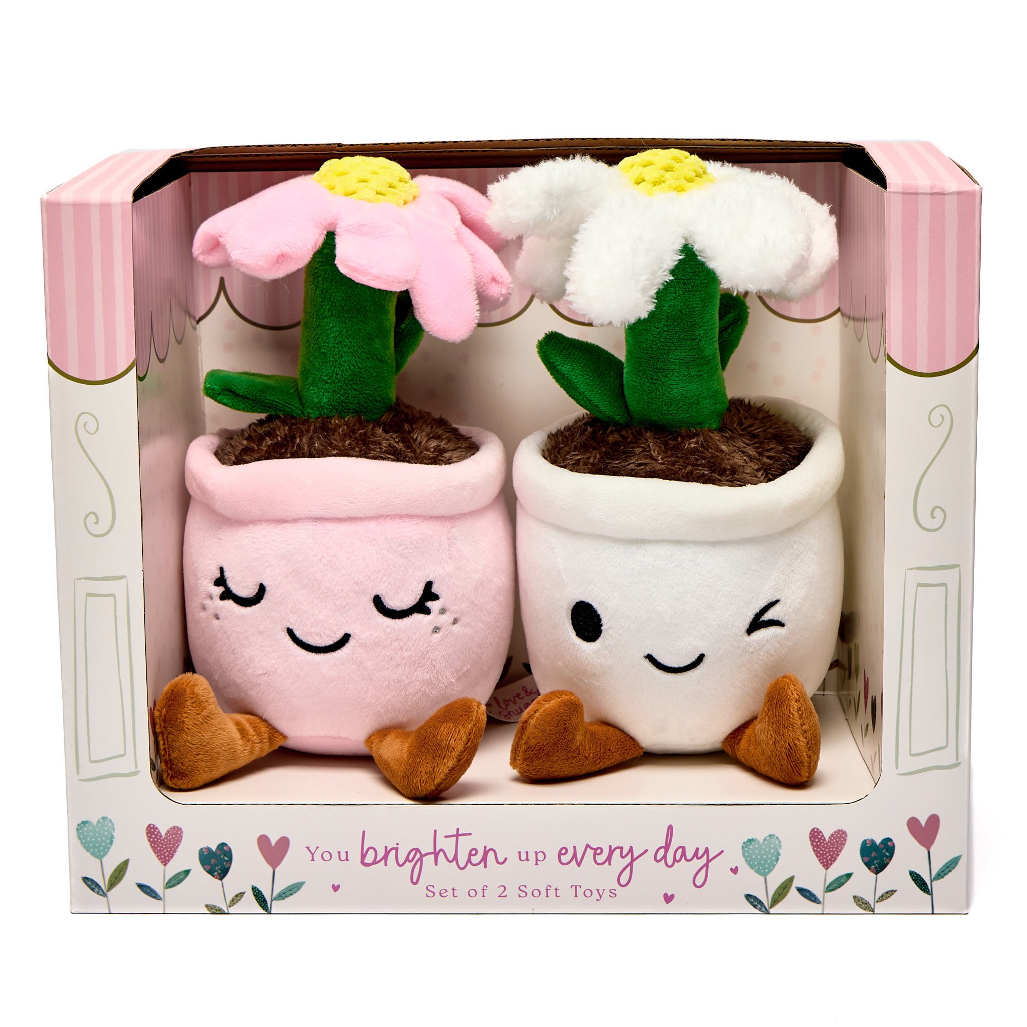 You Brighten Up Every Day - Set Of 2 Flower Soft Toys