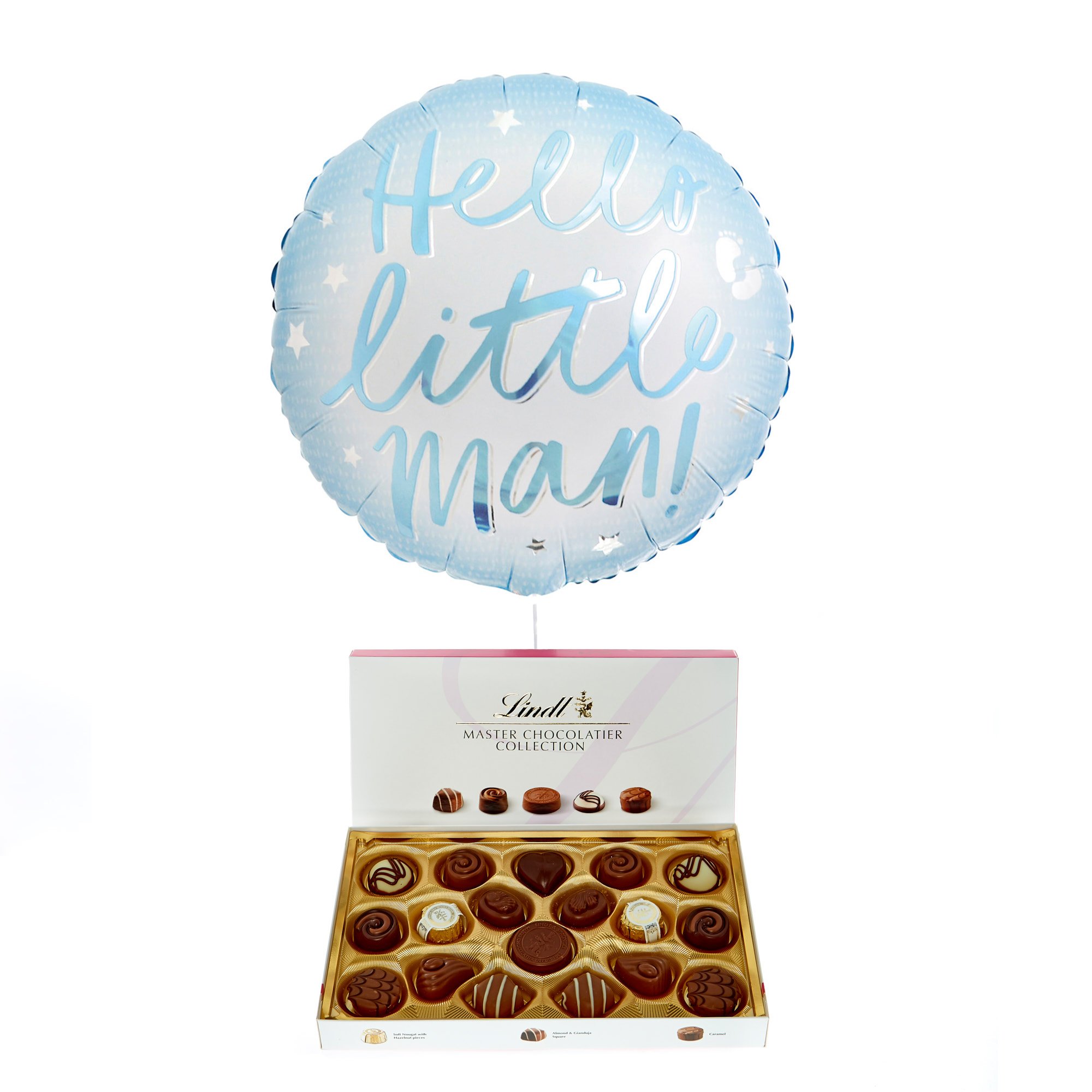 Hello Little Man Balloon & Lindt Chocolates - FREE GIFT CARD!