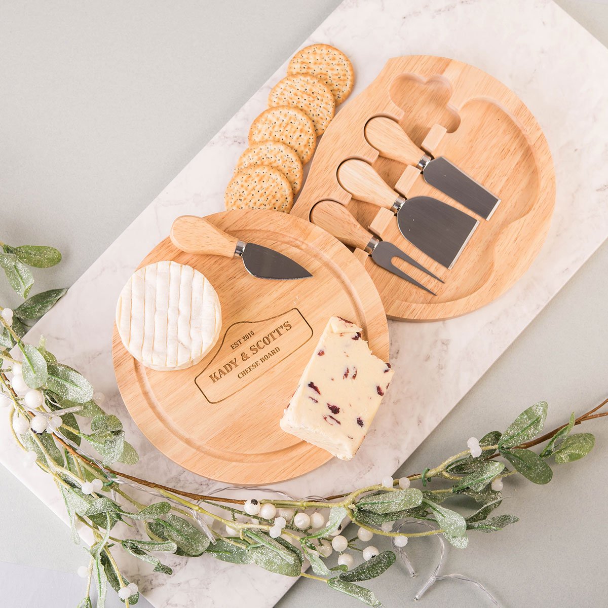 Personalised Engraved Wooden Cheeseboard Set - Anniversary