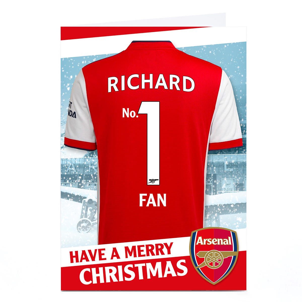 Personalised Arsenal FC Christmas Card - Football Shirt