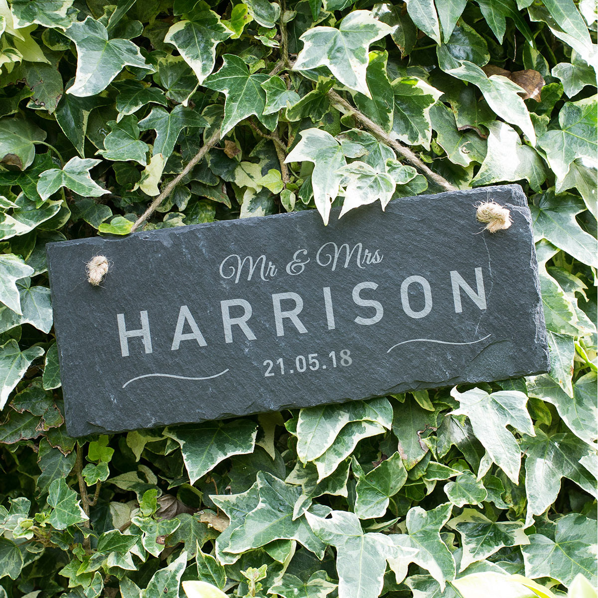 Personalised Engraved Hanging Slate Sign - Mr and Mrs
