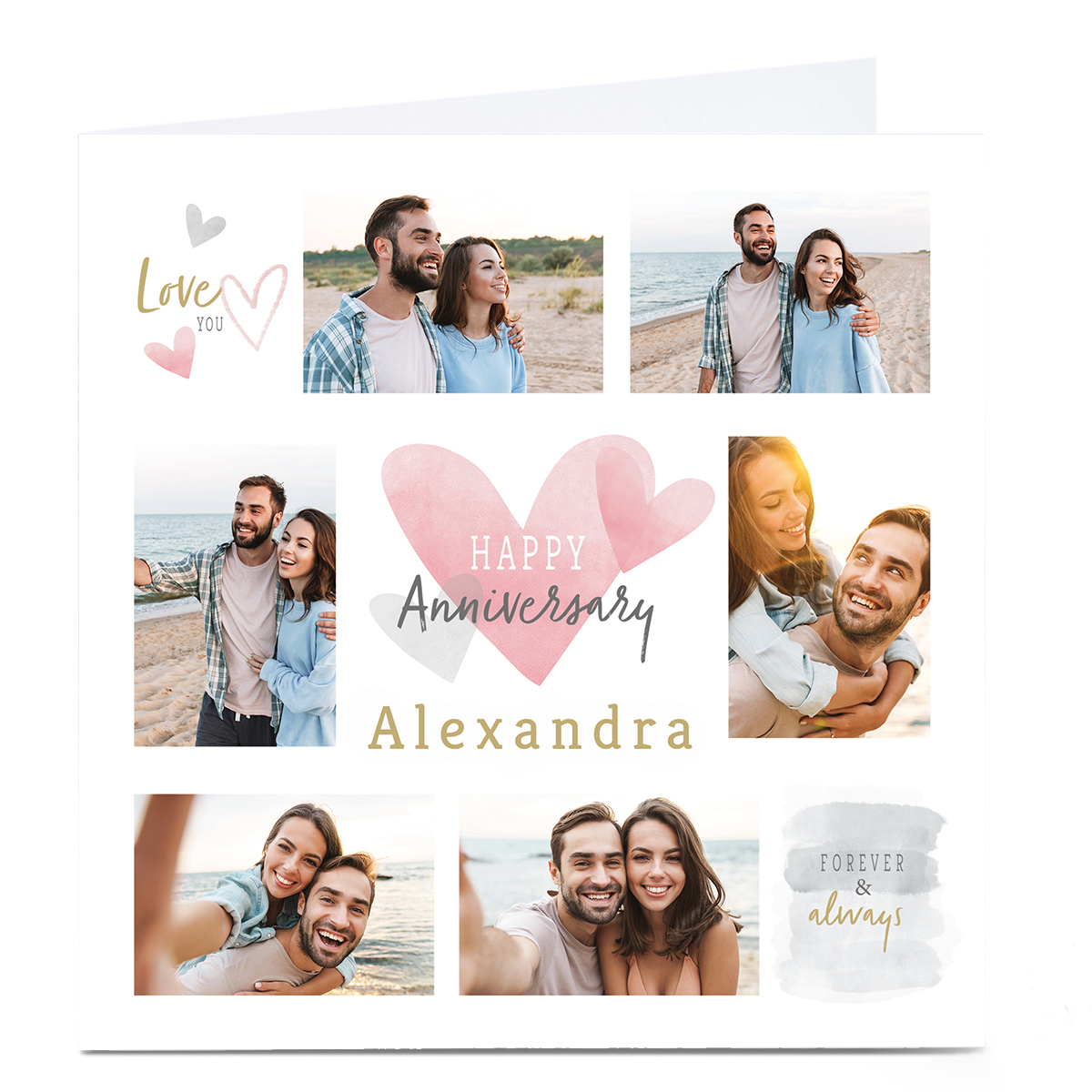 Photo Anniversary Card - 6 Photos, Forever & Always