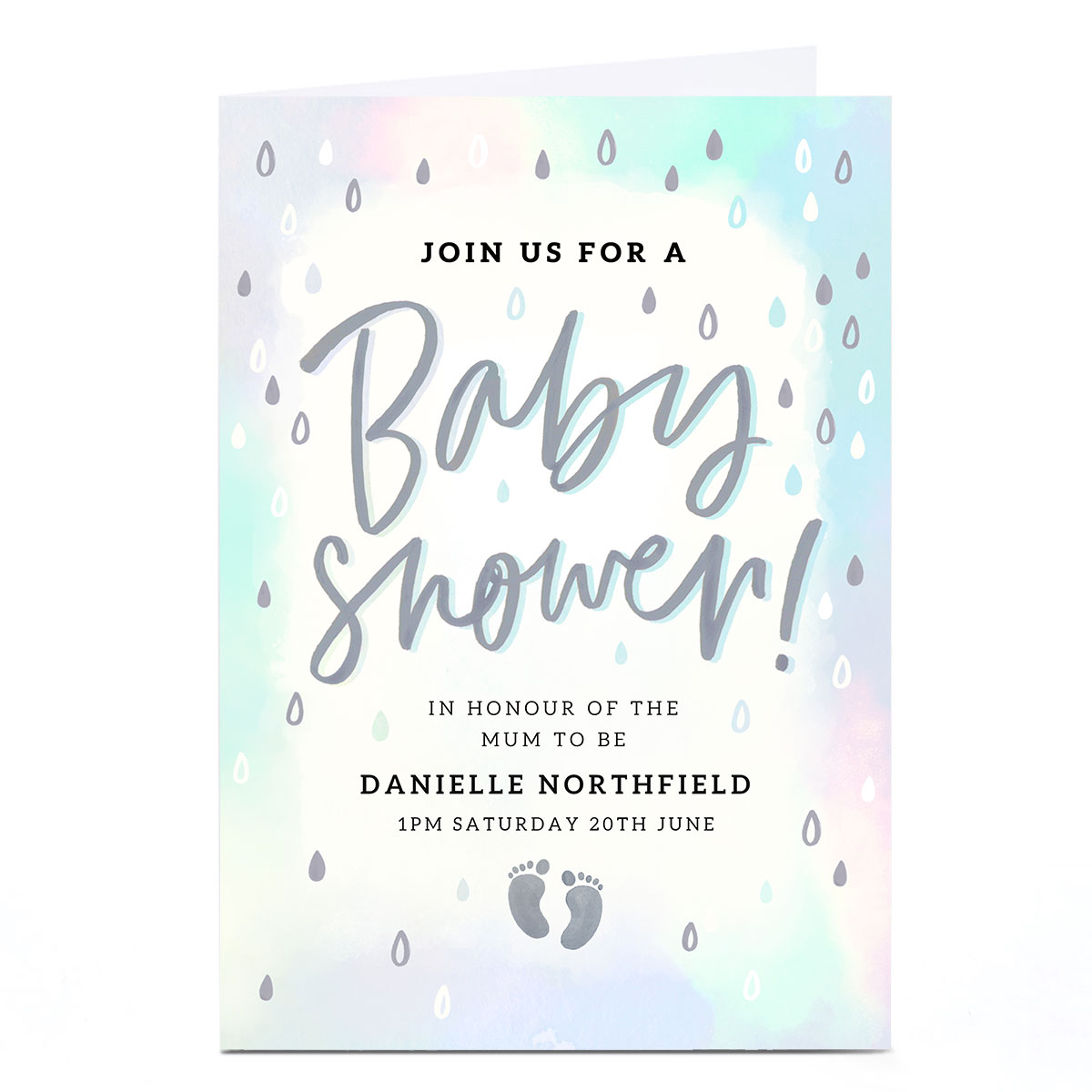 Personalised Baby Shower Invitation - Pastel Rain 