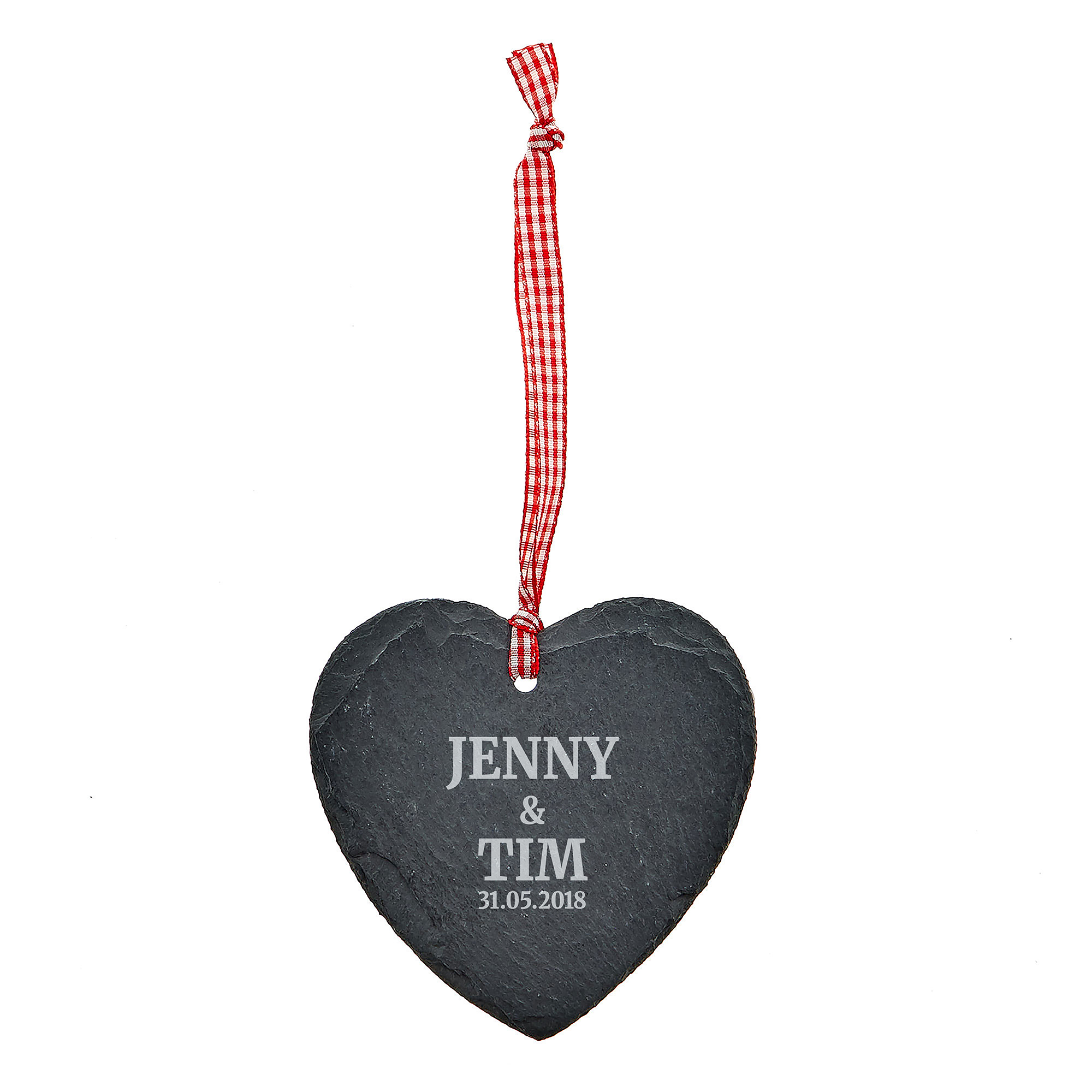 Personalised Engraved Heart-Shaped Slate Hanging Keepsake - Wedding