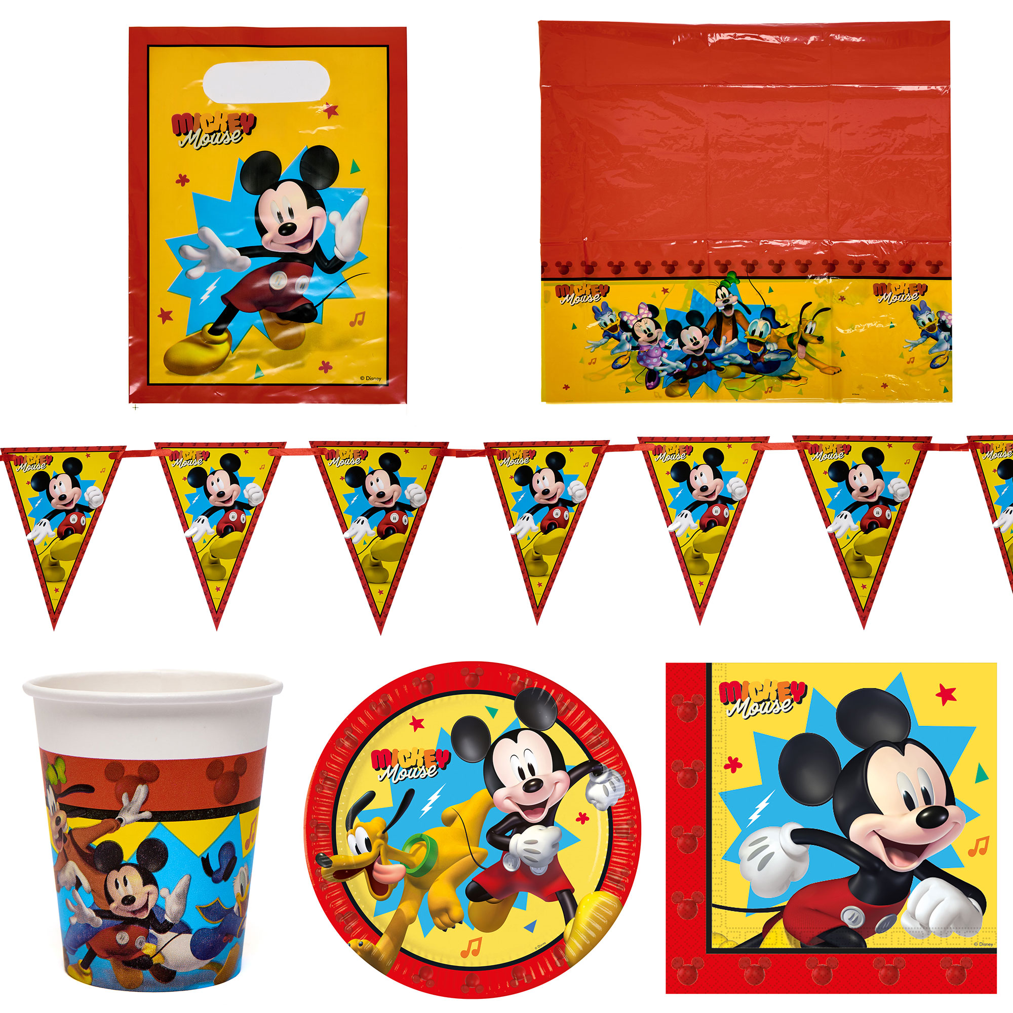 Mickey Rock The House Party Tableware & Decorations Bundle - 16 Guests