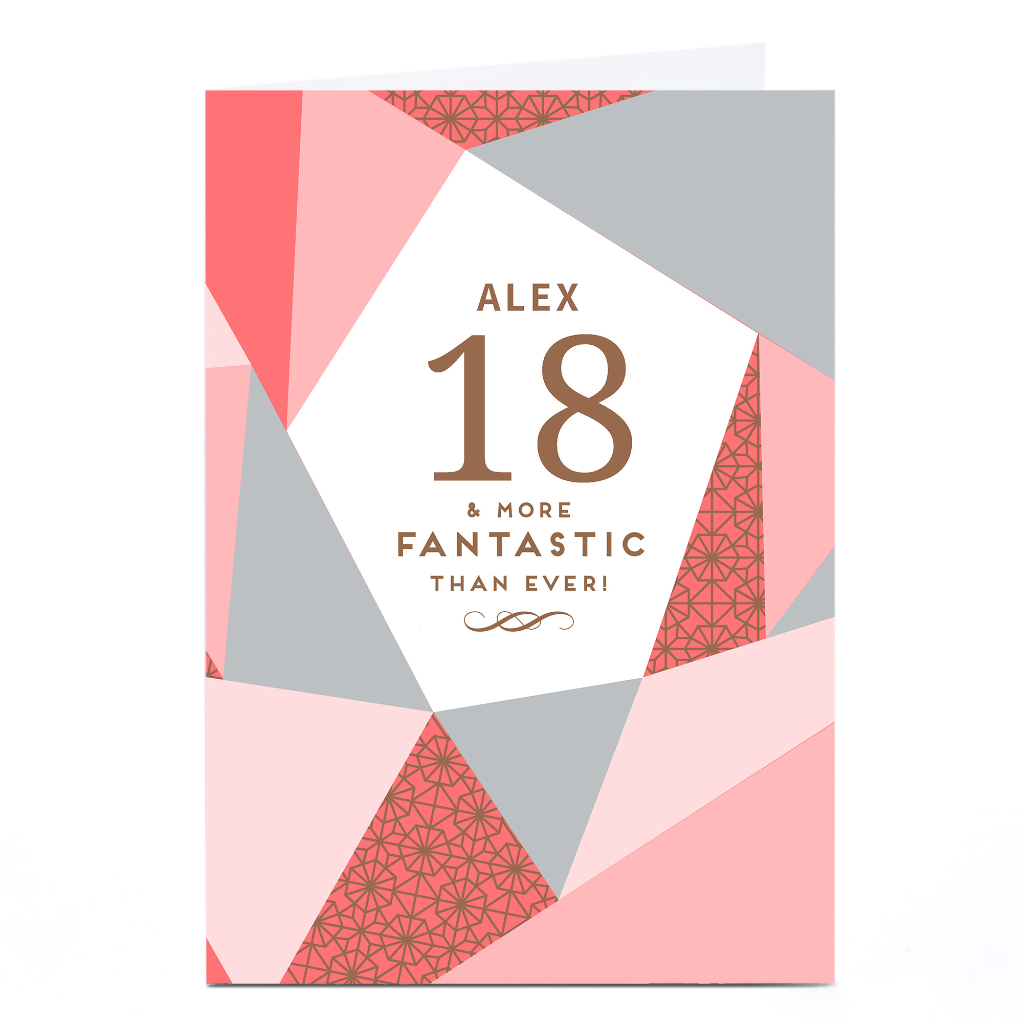 Personalised 18th Birthday Card - Geometric Peach