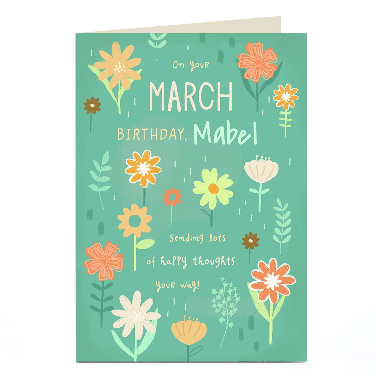 Personalised Birthday Card - March Birthday Happy Thoughts