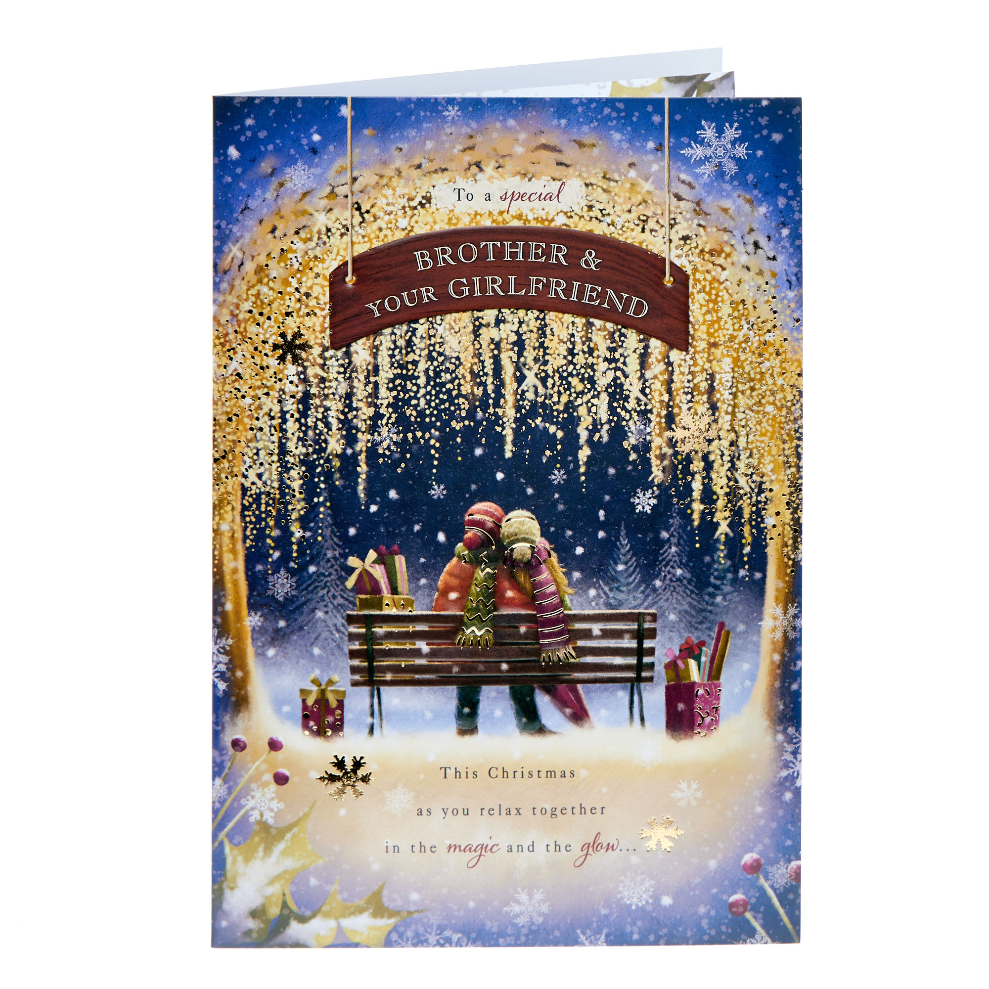 Brother & Girlfriend Bench Christmas Card