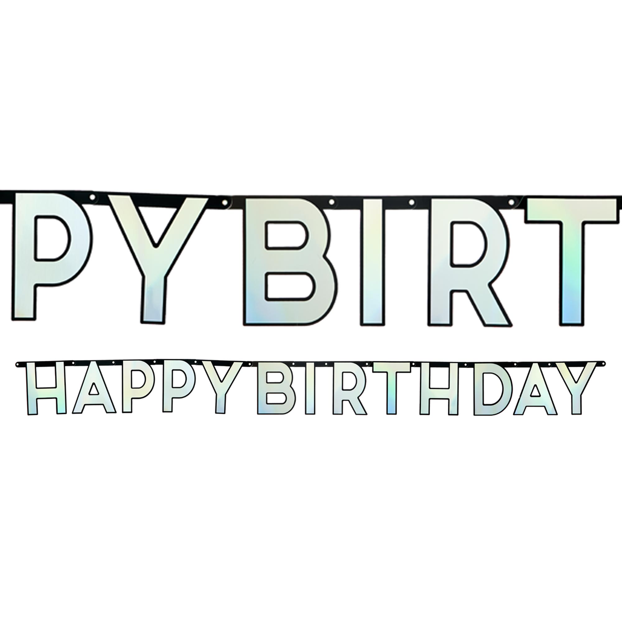 Black & Silver Happy Birthday Letter Banner