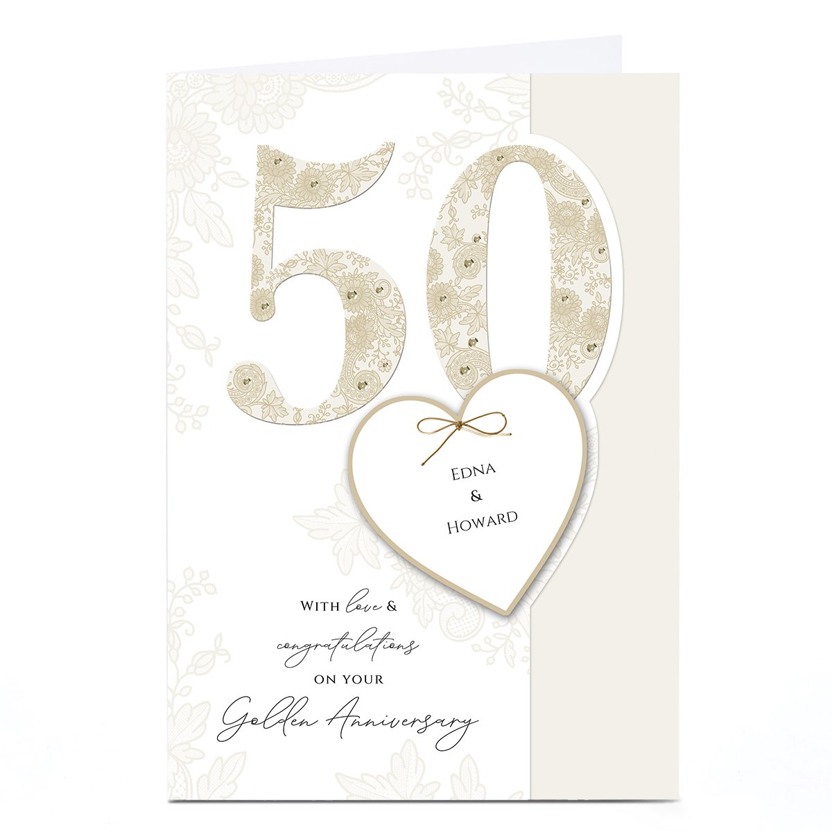 Personalised 50th Anniversary Card - Love & Congratulations 