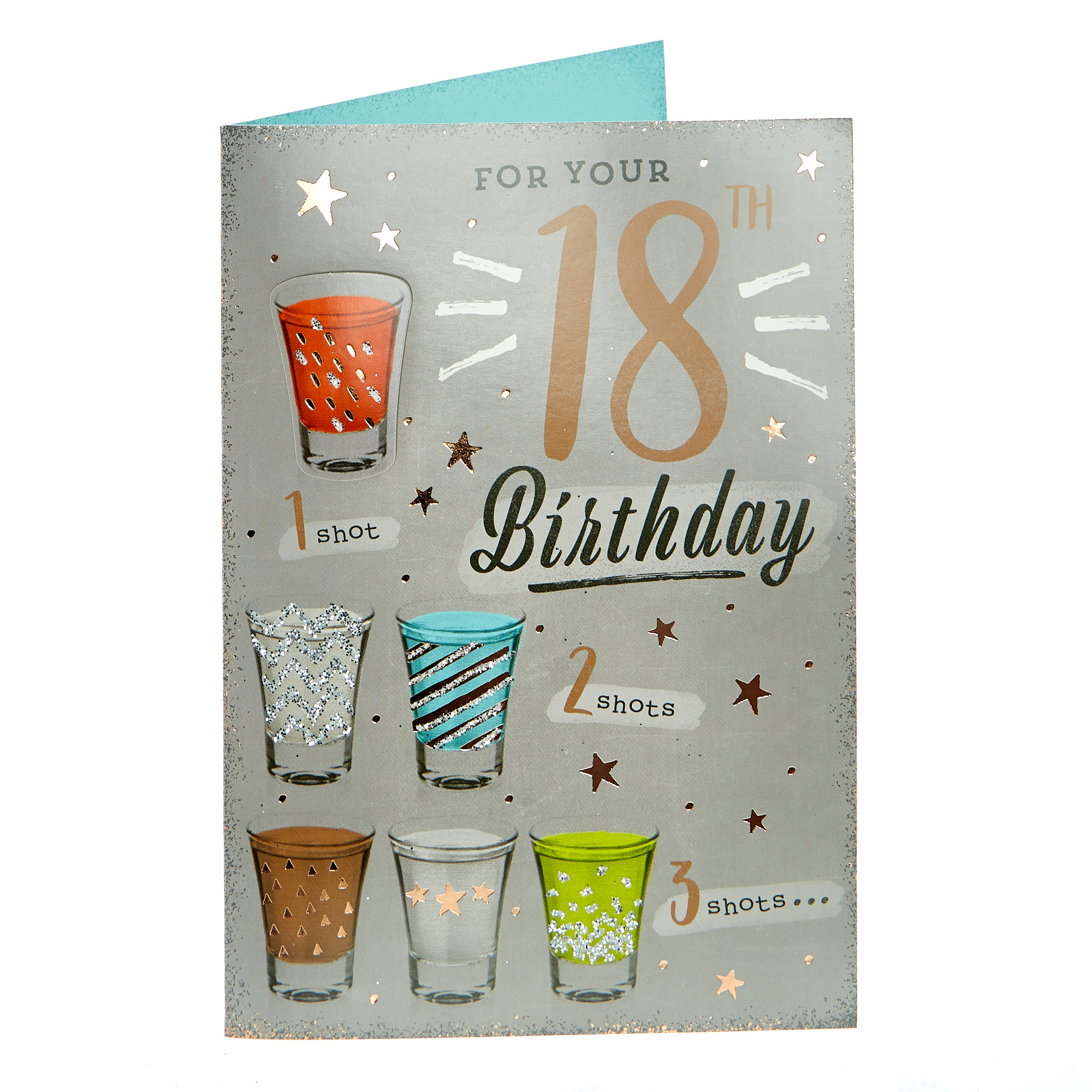 18th Birthday Card - 1 Shot, 2 Shots, 3 Shots 