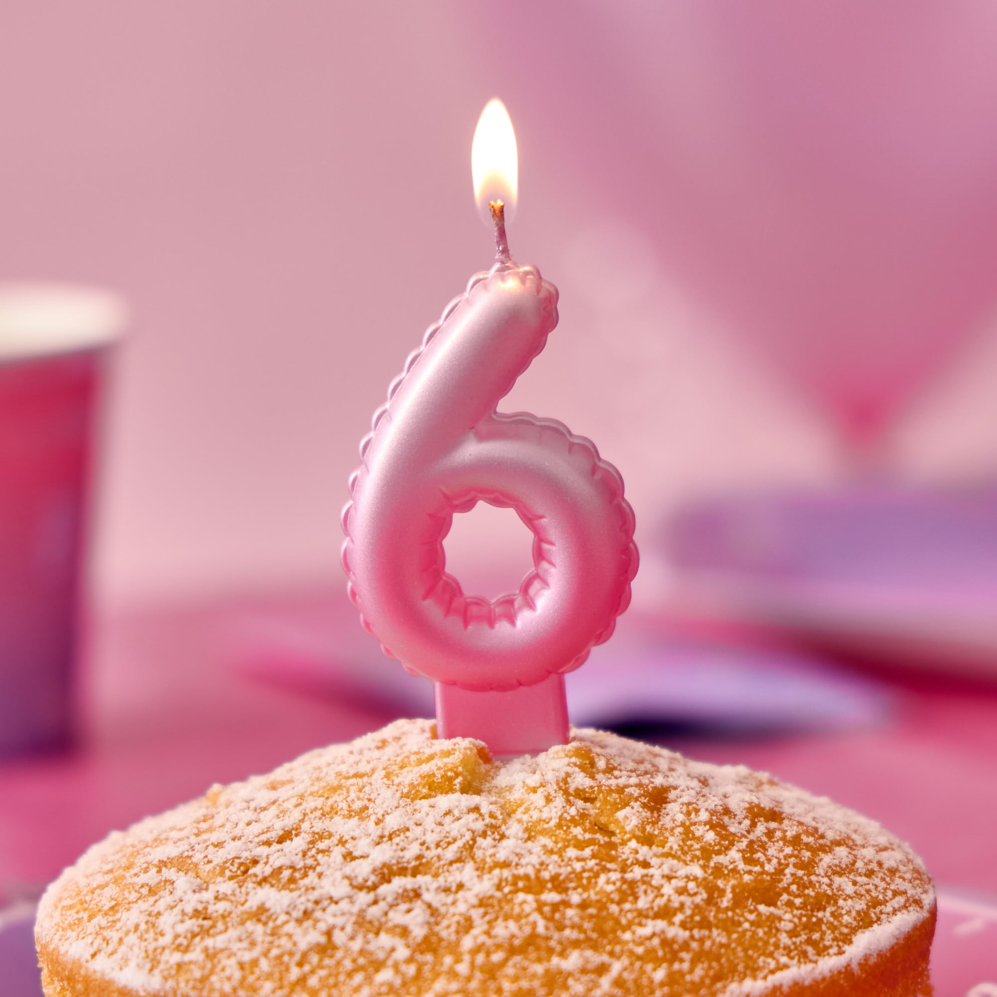 Pink Number 6 Cake Candle