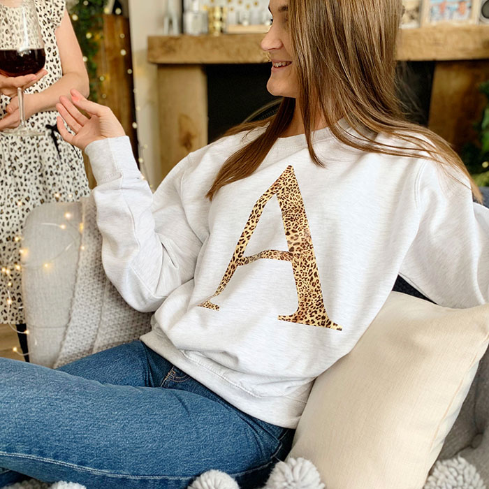 Personalised Jumper - Leopard Print Initial