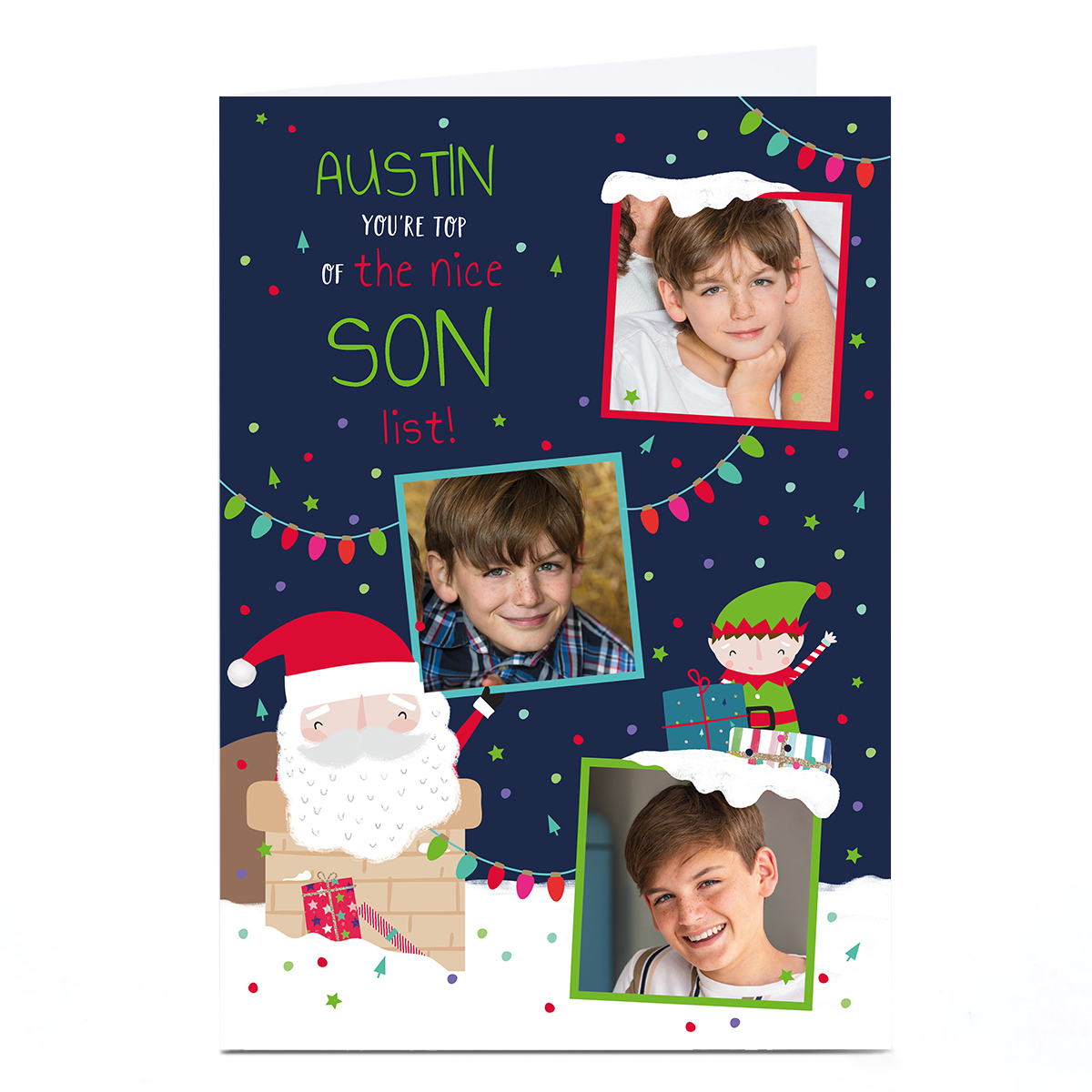 Photo Christmas Card - Top of the Nice List, Son