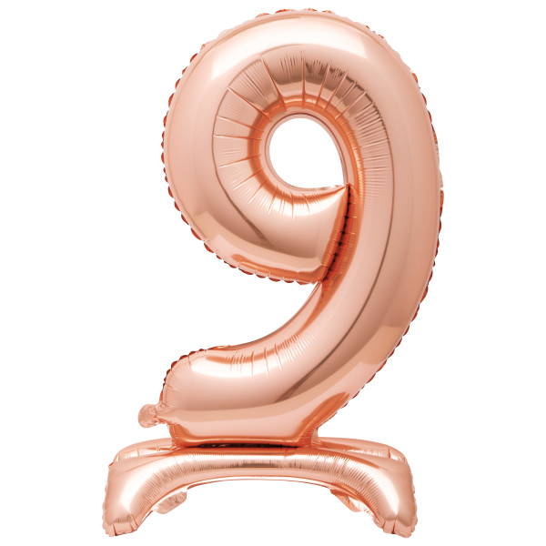 30-Inch Rose Gold Air-Fill Standing Number 9 Table Balloon