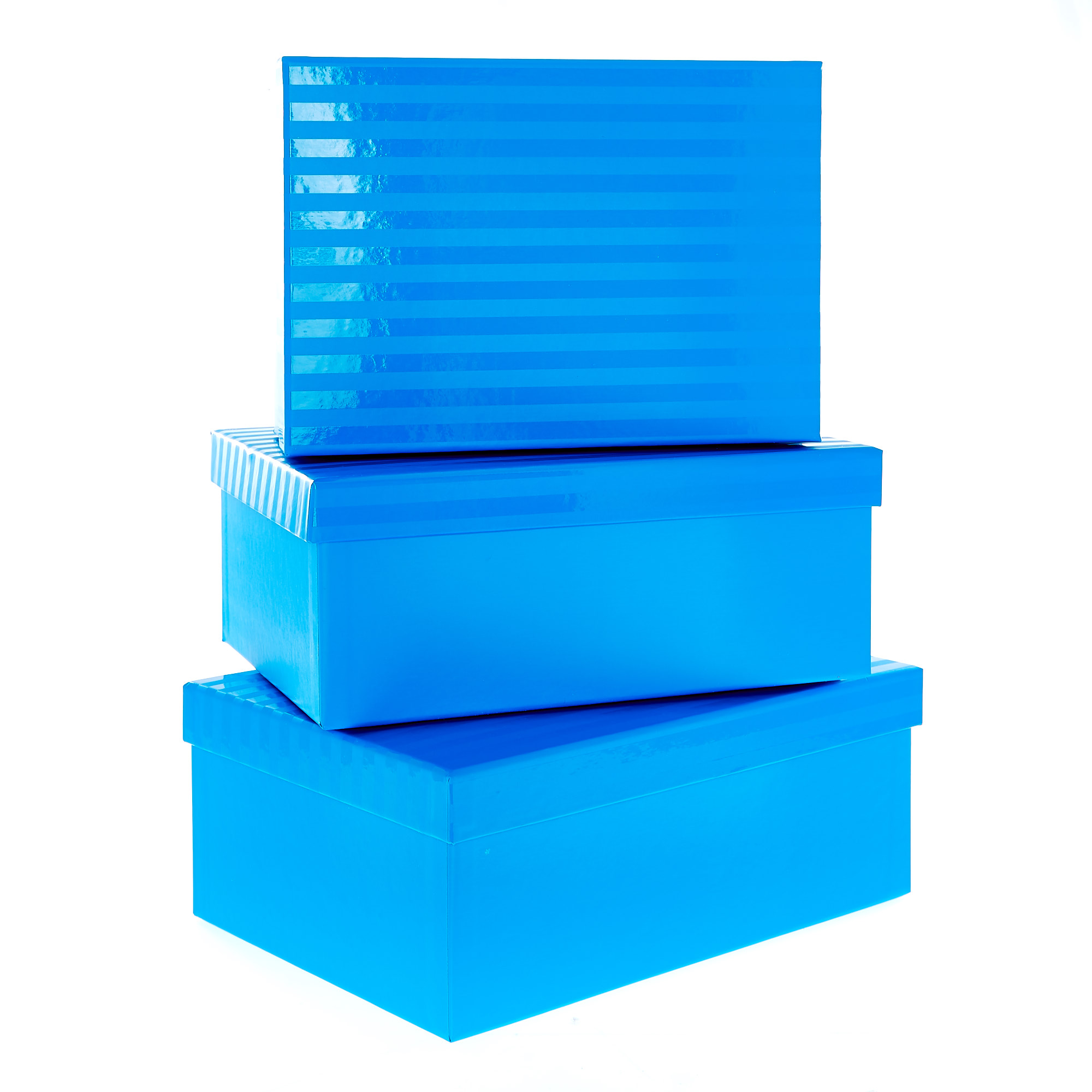 Blue Striped Gift Boxes - Set Of 3
