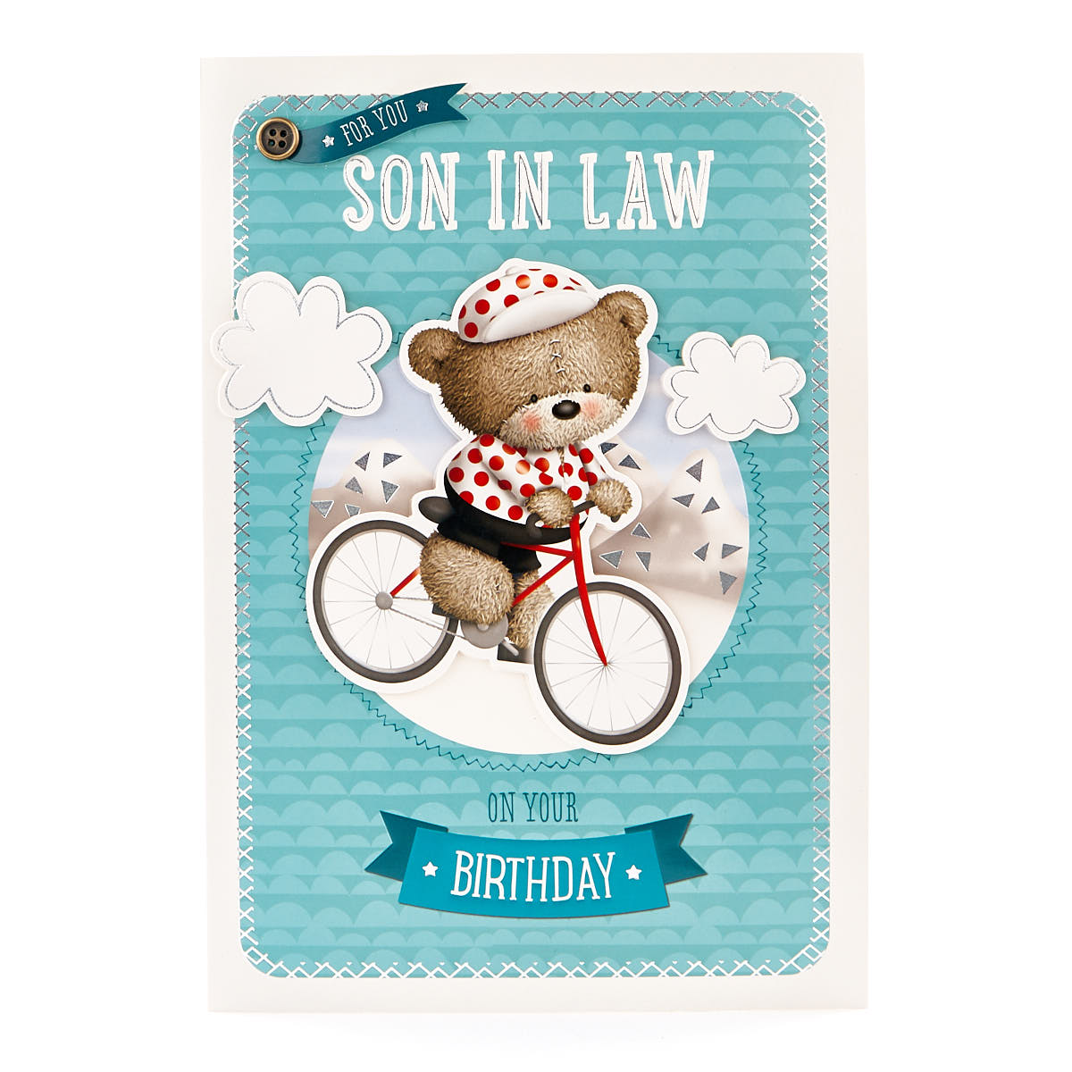 Birthday Card - Son in Law Hugs Bike