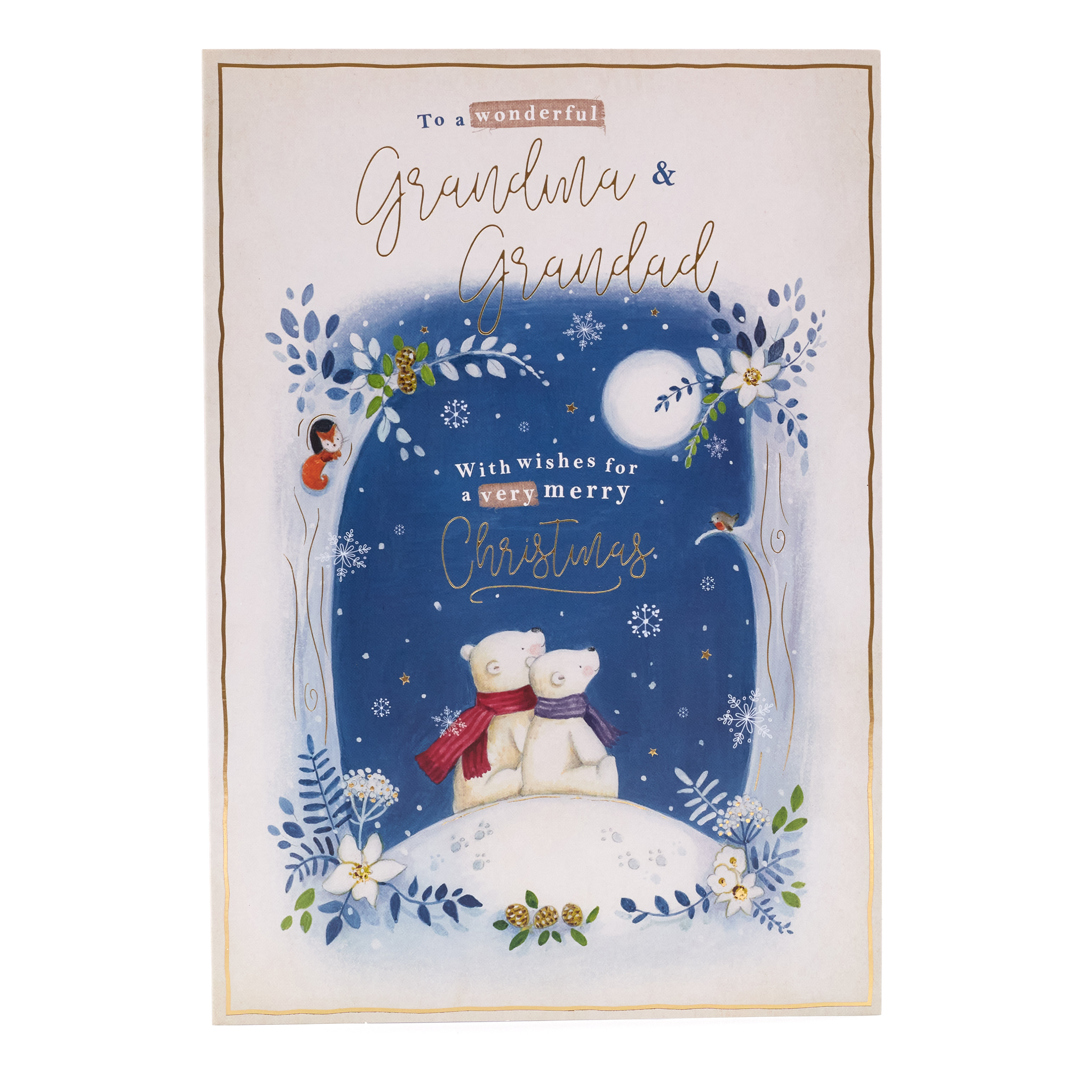 Christmas Card - Grandma And Grandad, Cute Woodland Bears